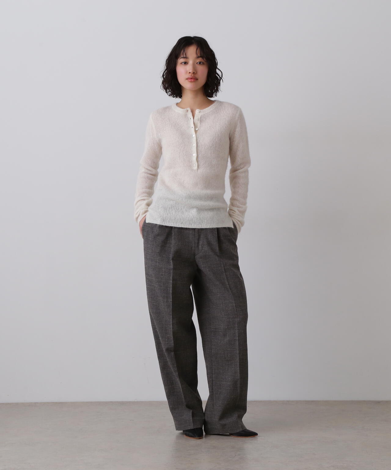 YLEVE / FAIRY ALPACA KNIT HENLY NECK