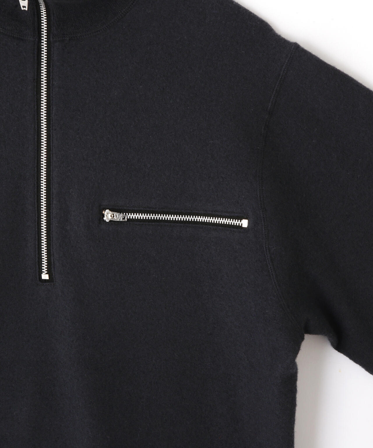 YLEVE / ULTRAFINE MERINO MILLED WOOL KNIT HALF ZIP PULL OVER