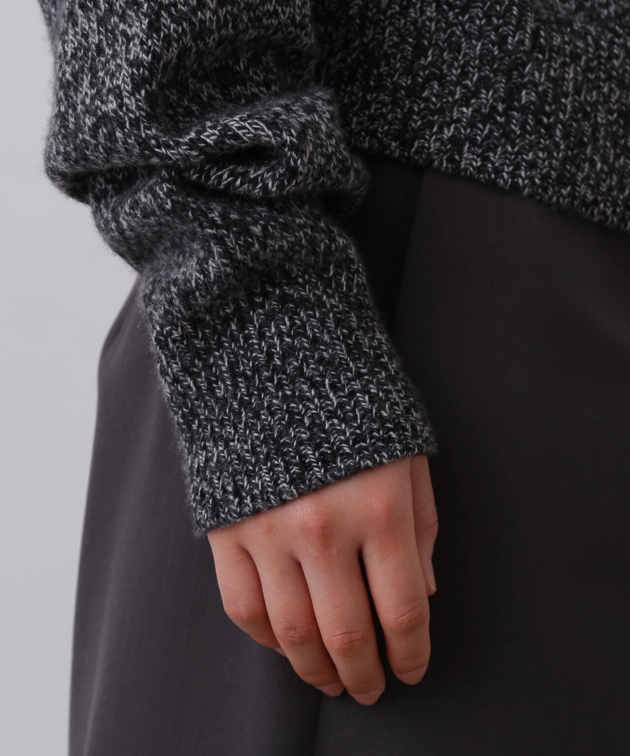 YLEVE / WOOL CASHMERE MELANGE KNIT FULL ZIP PULL OVER