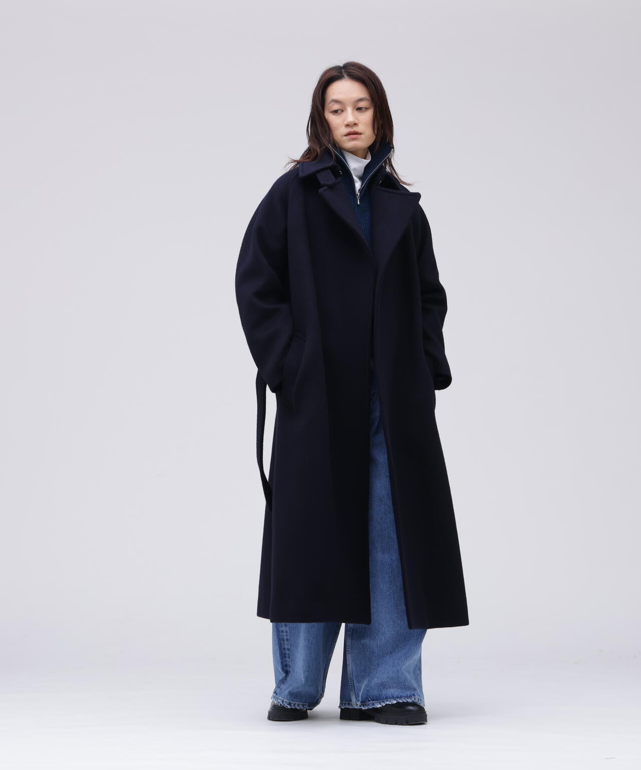 YLEVE / WOOL CASHMERE MELANGE KNIT FULL ZIP PULL OVER