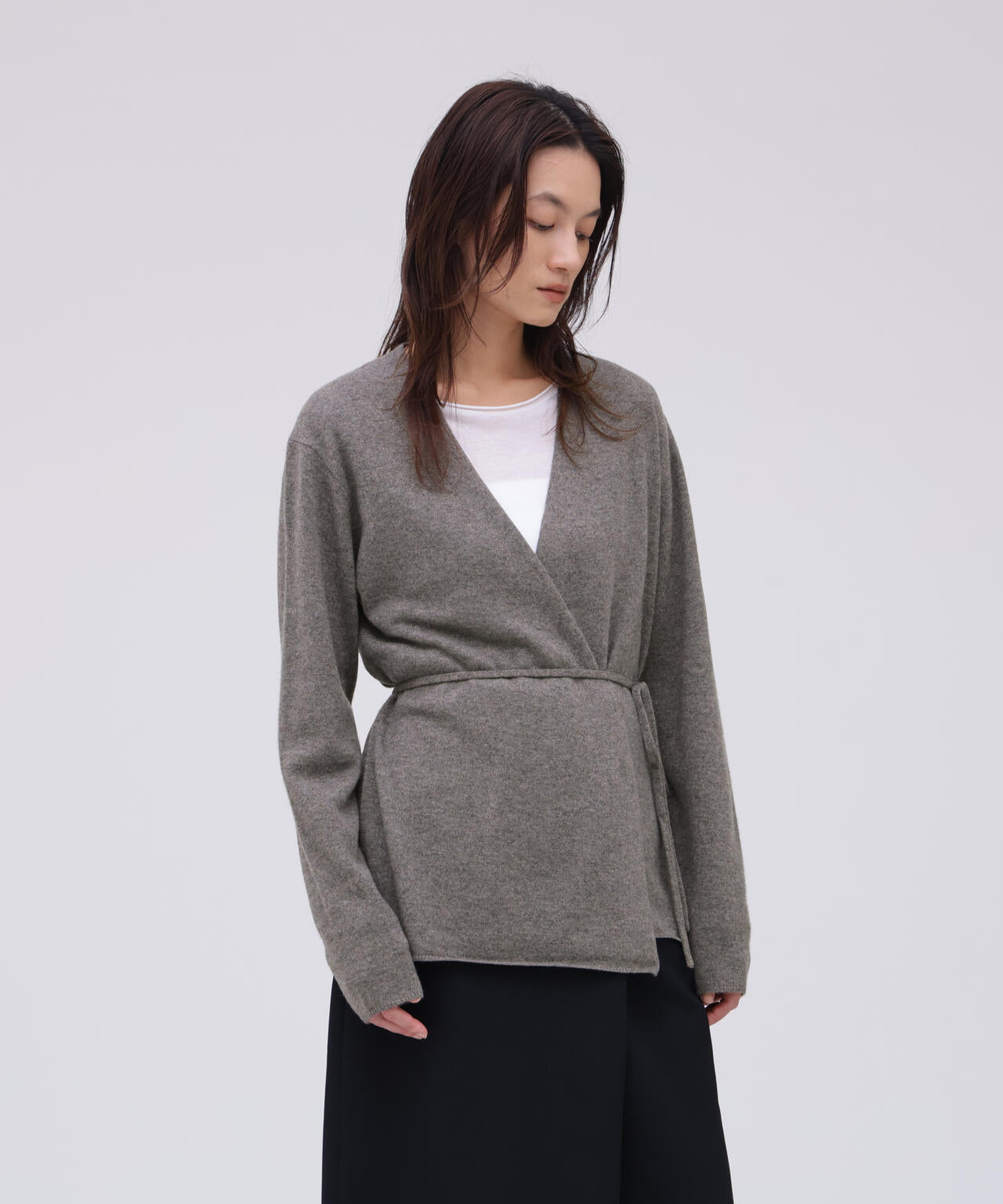 YLEVE / CASHMERE KNIT WRAP CARDIGAN