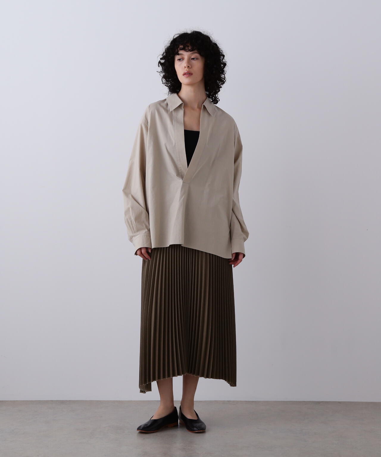 YLEVE / VINTAGE PIGMENTDYE WOOL PLEATED SKIRT