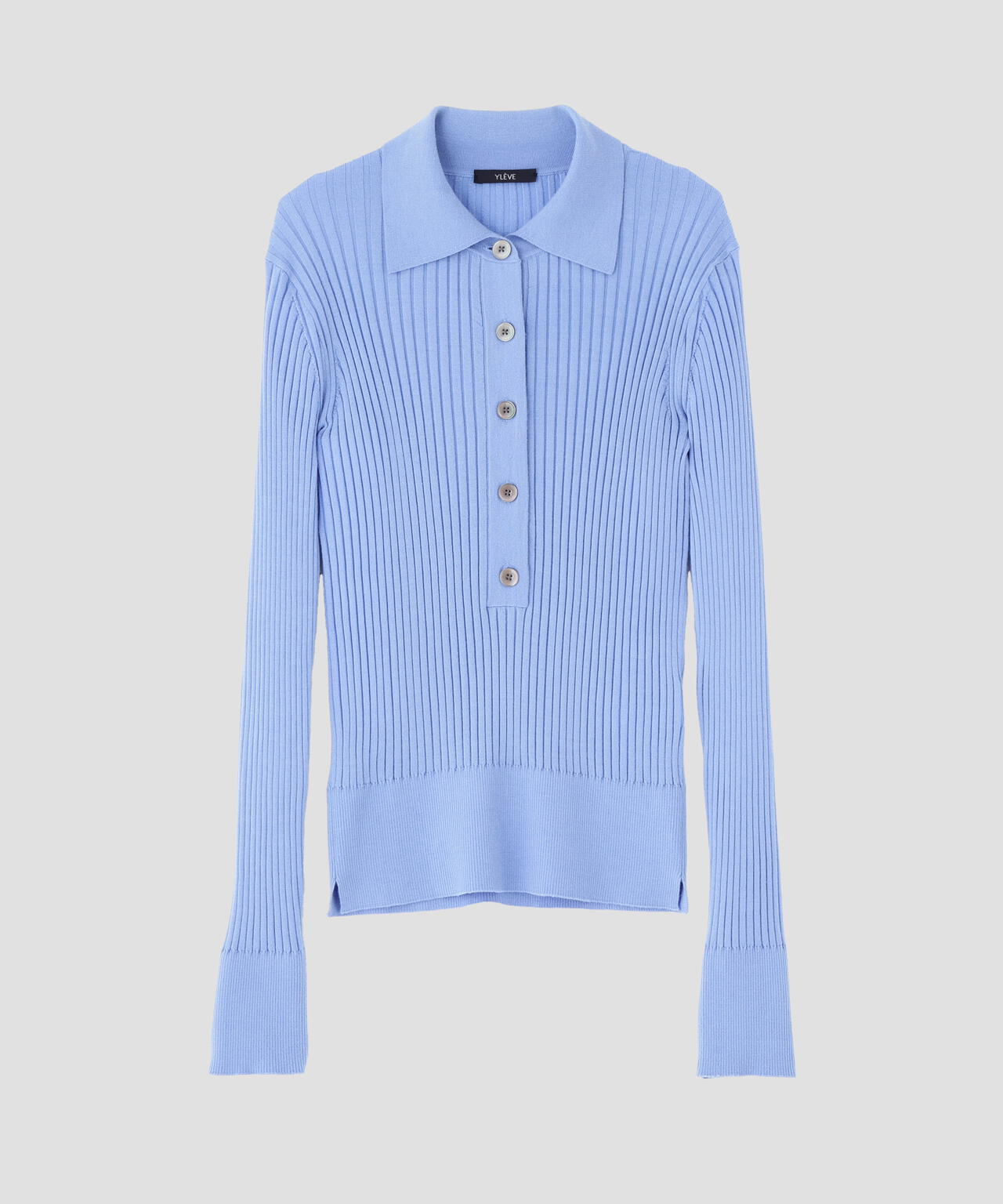 YLEVE / WOOL SILK CASHMERE RIB KNIT POLO