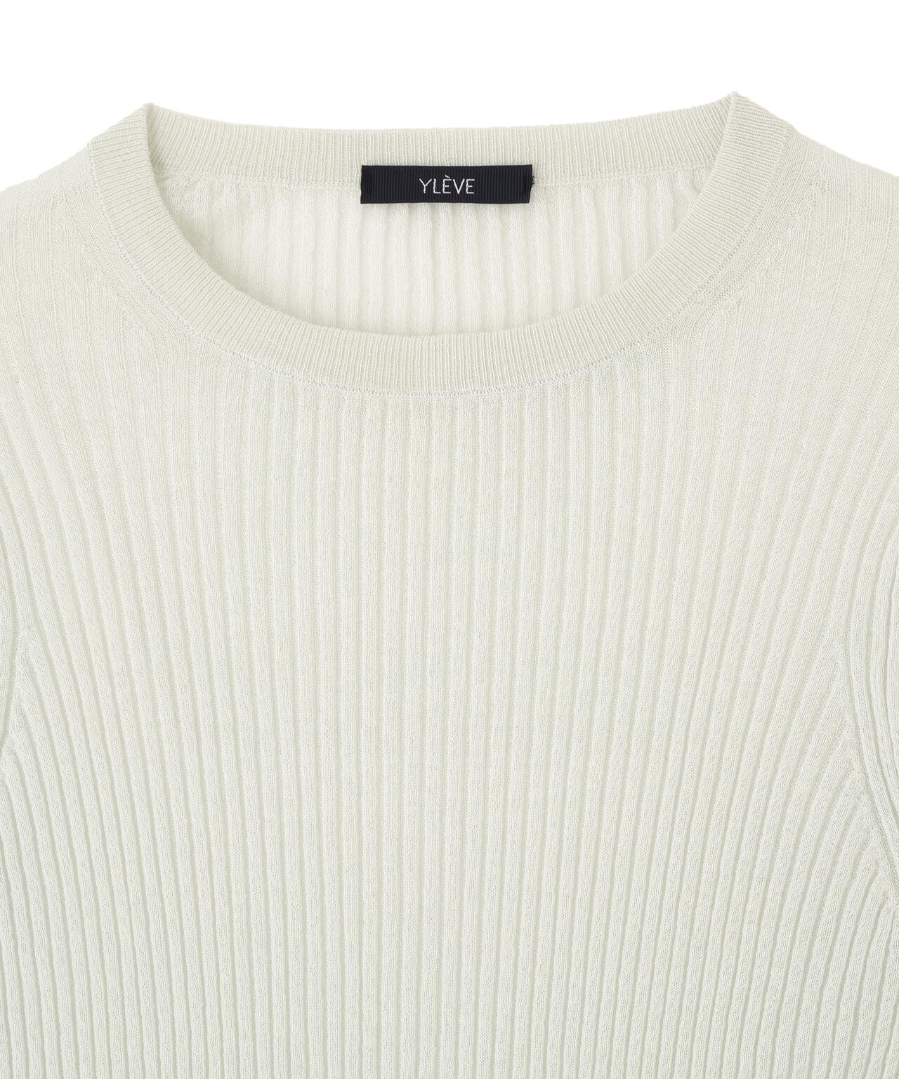 YLEVE / SHEER RIB KNIT LONG SLEEVE PULLOVER
