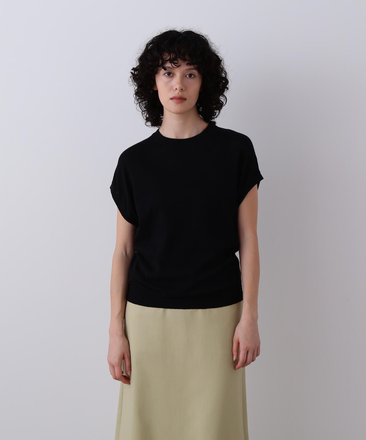 YLEVE / COTTON LINEN KNIT ASYMMETRY PULLOVER