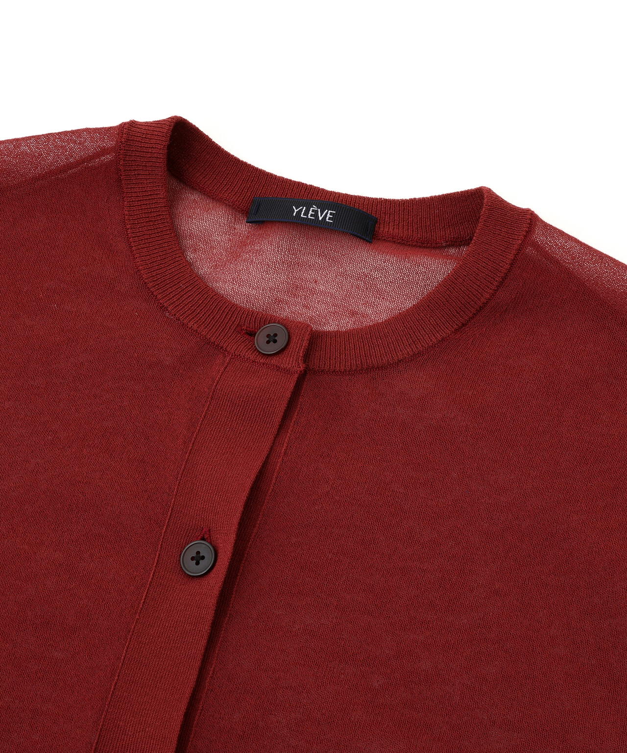 YLEVE / SHEER RIB KNIT CARDIGAN