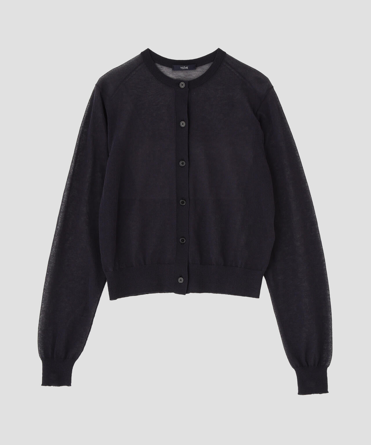 YLEVE / SHEER RIB KNIT CARDIGAN