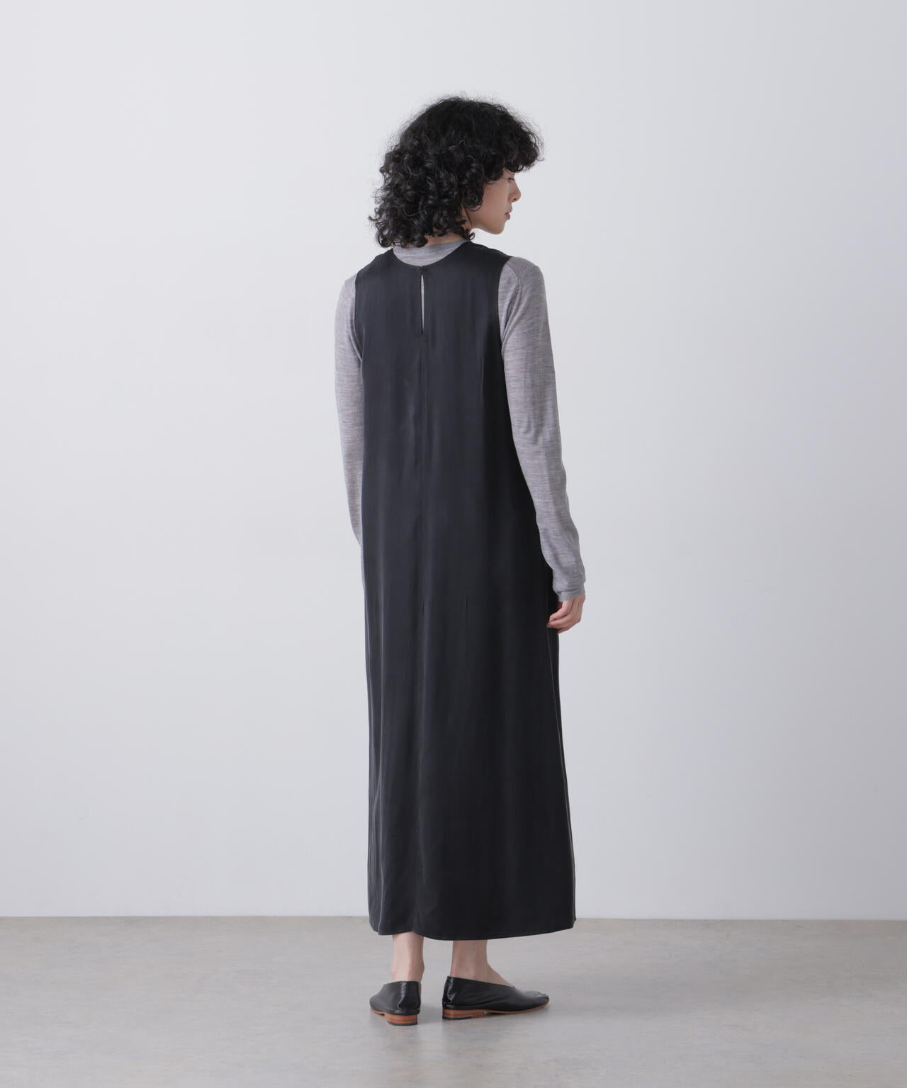 YLEVE / FIBRILLATED SATIN A - LINE DRESS