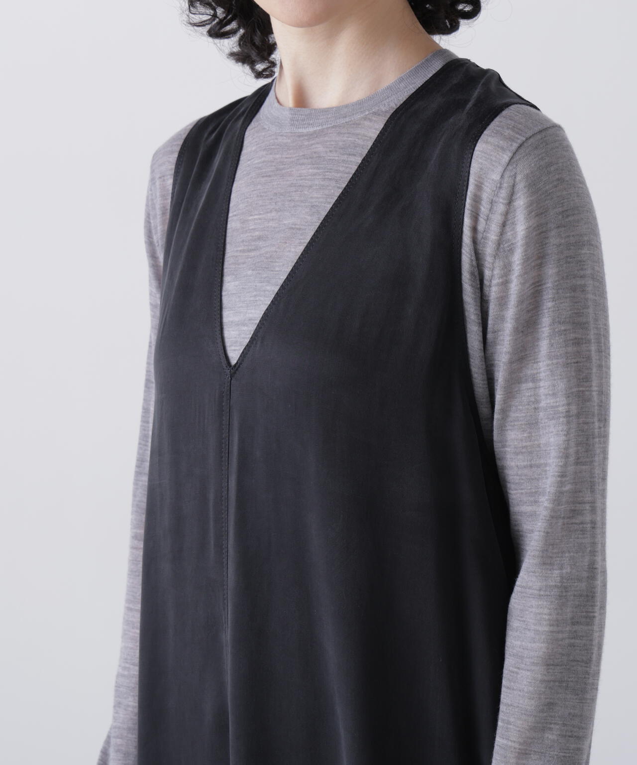 YLEVE / FIBRILLATED SATIN A - LINE DRESS