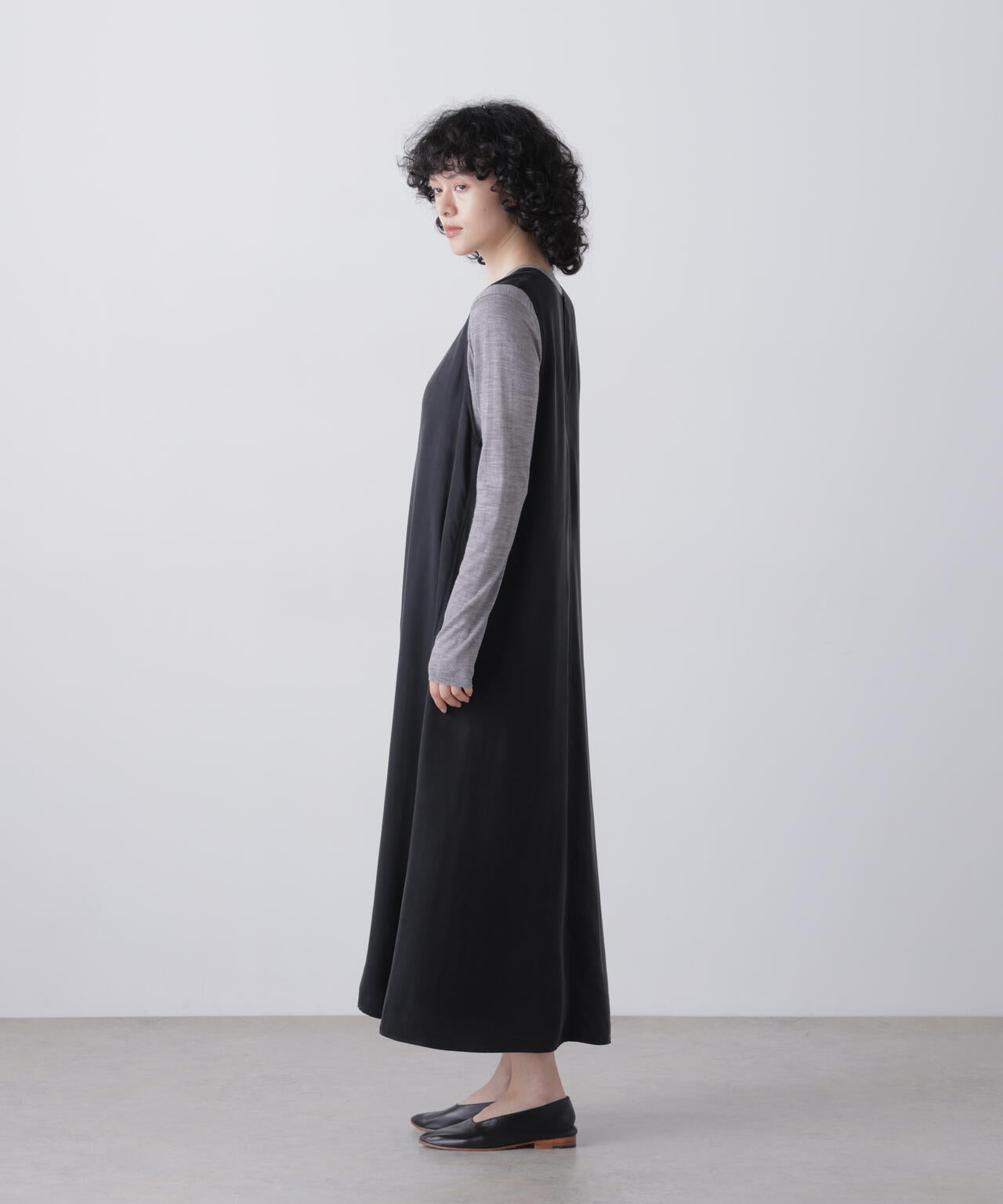 YLEVE / FIBRILLATED SATIN A - LINE DRESS