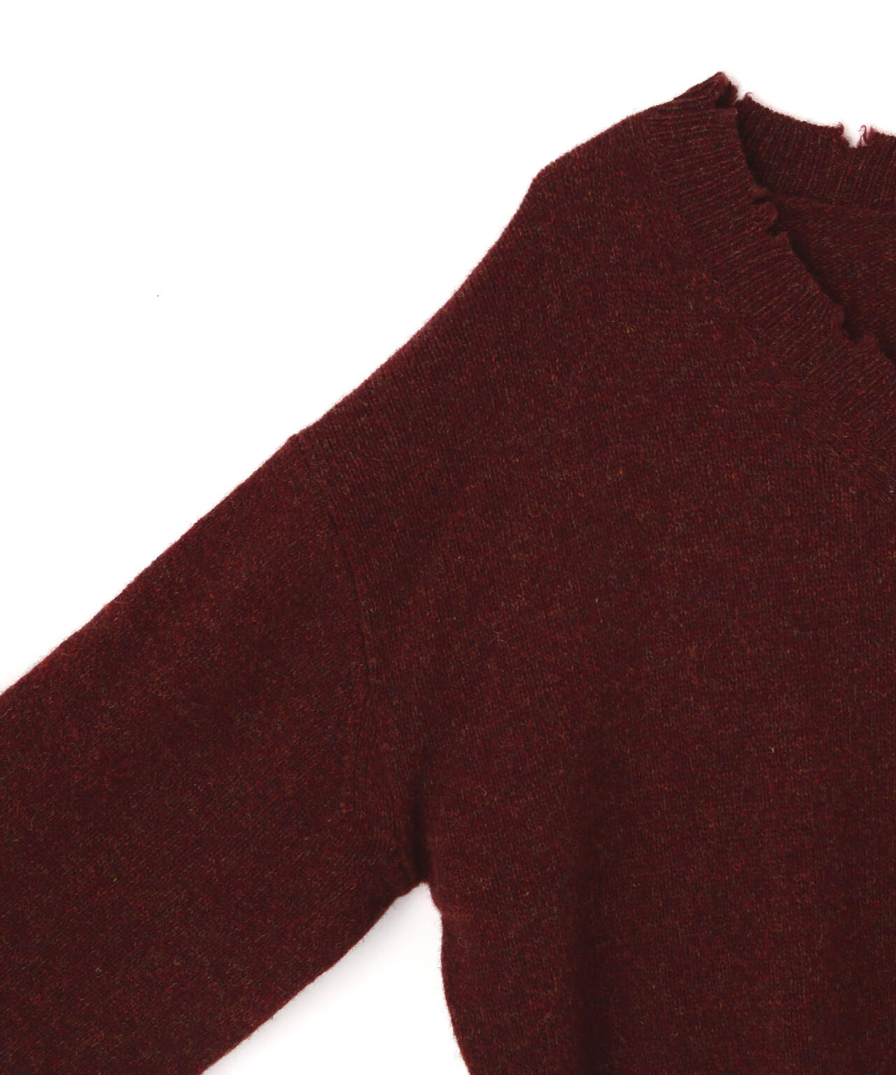 YLEVE / FRAYED EDGE V-NECK KNIT PULLOVER