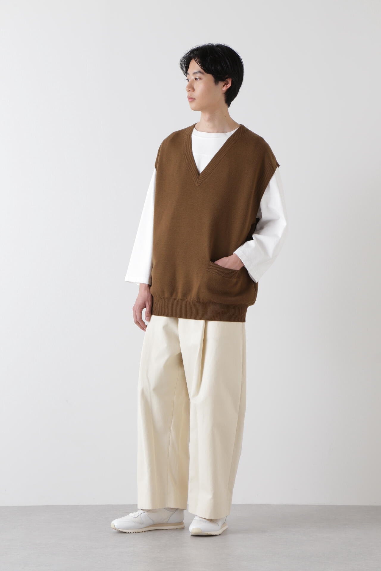 STUDIO NICHOLSON / PEACHED COTTON TWILL DEEP PLEAT VOLUME PANT