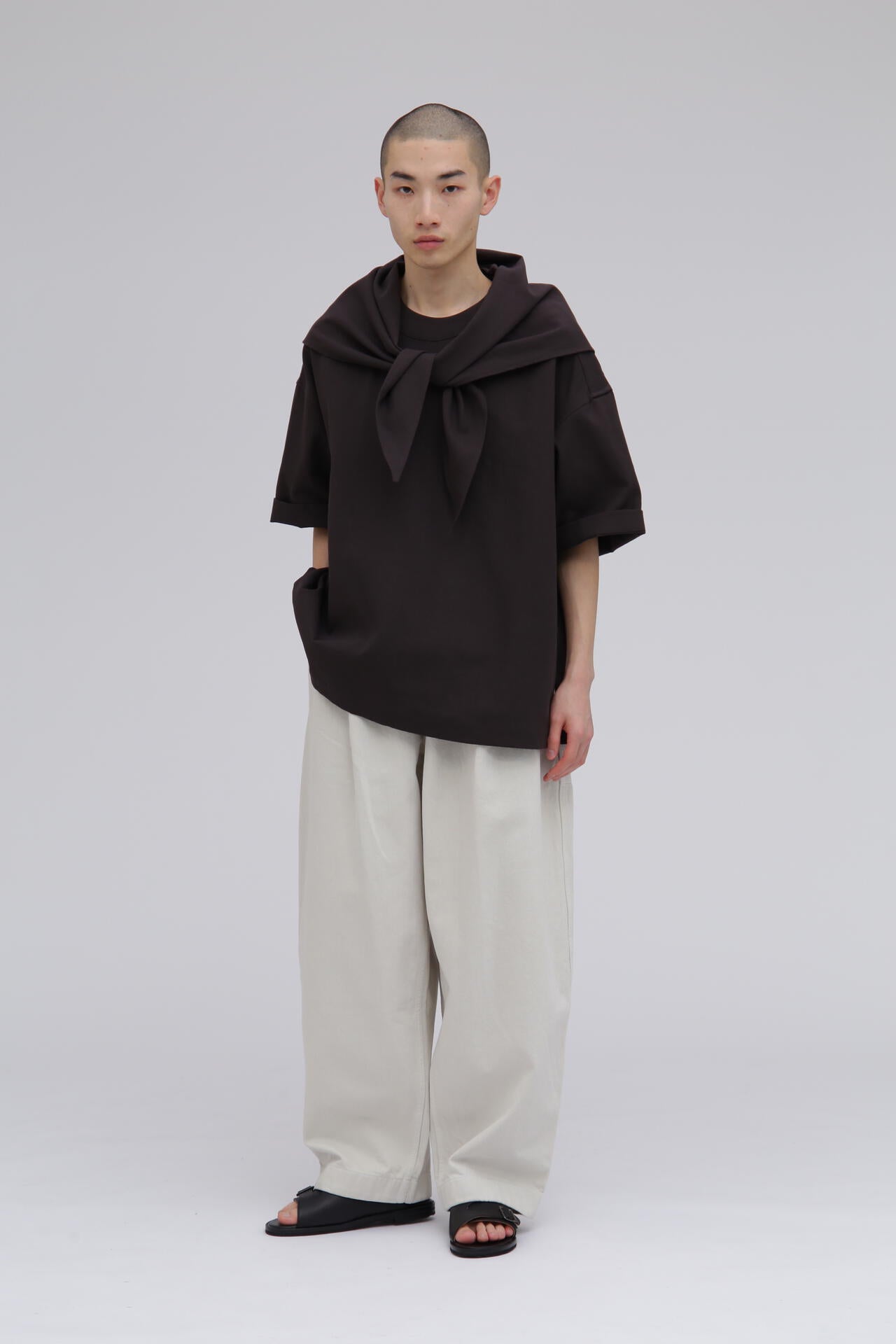 STUDIO NICHOLSON / ARCHIVE MODEL STRIPE DENIM PLEATED CARPENTER PANT