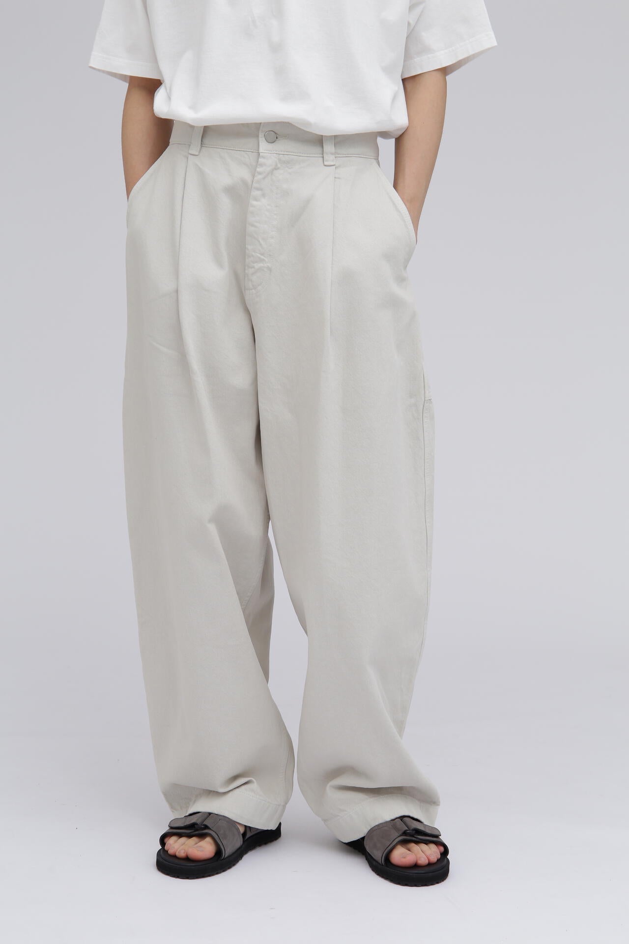 STUDIO NICHOLSON / ARCHIVE MODEL STRIPE DENIM PLEATED CARPENTER PANT