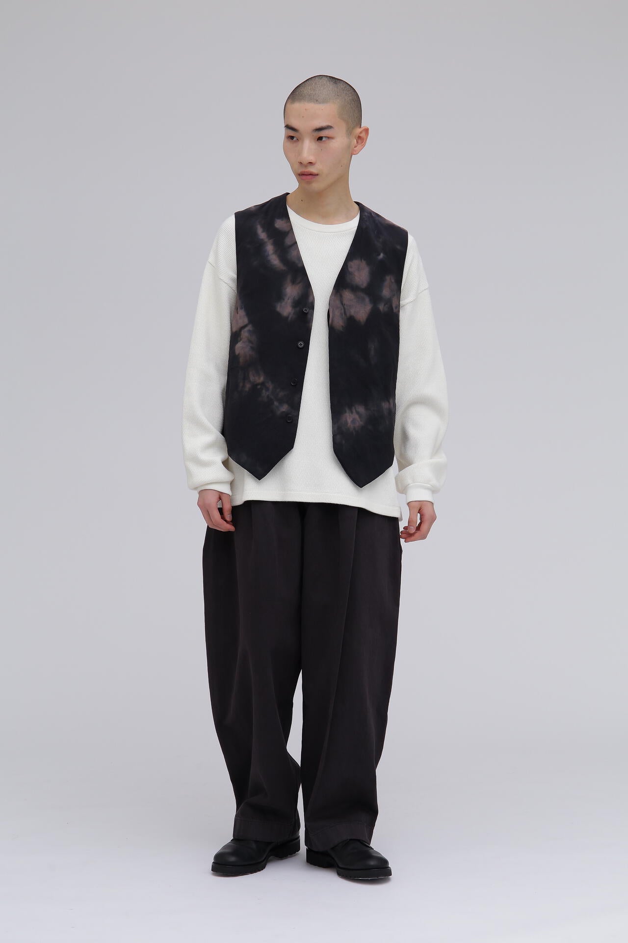STUDIO NICHOLSON / ARCHIVE MODEL STRIPE DENIM PLEATED CARPENTER PANT