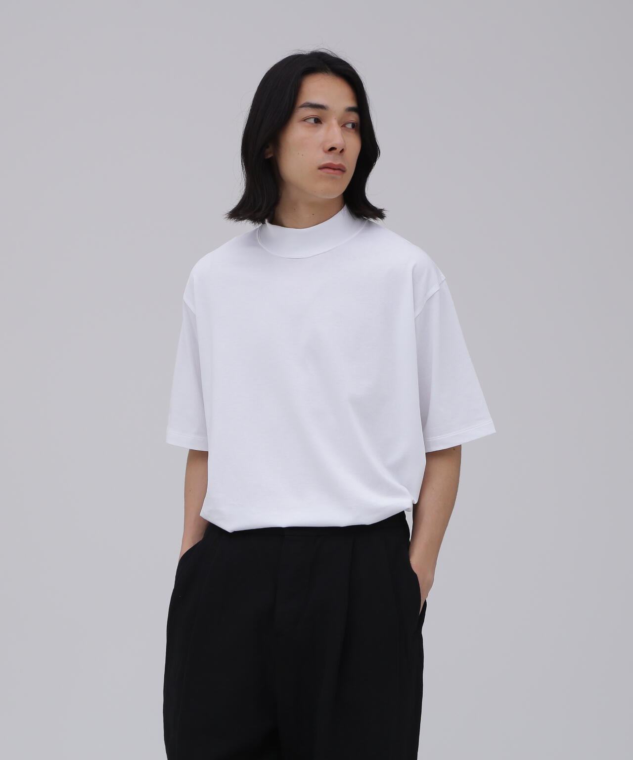 ATON / DRY COTTON JERSEY STANDARD MOCKNECK T-SHIRT