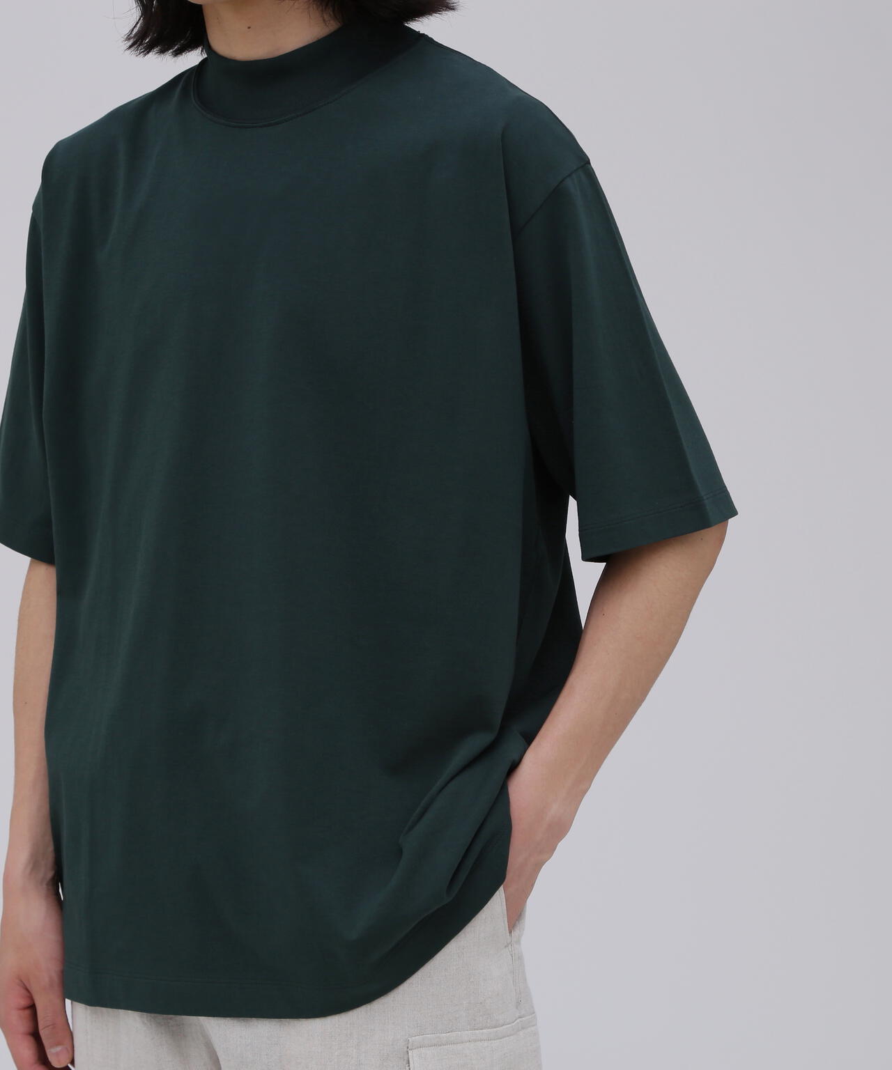 ATON / DRY COTTON JERSEY STANDARD MOCKNECK T-SHIRT