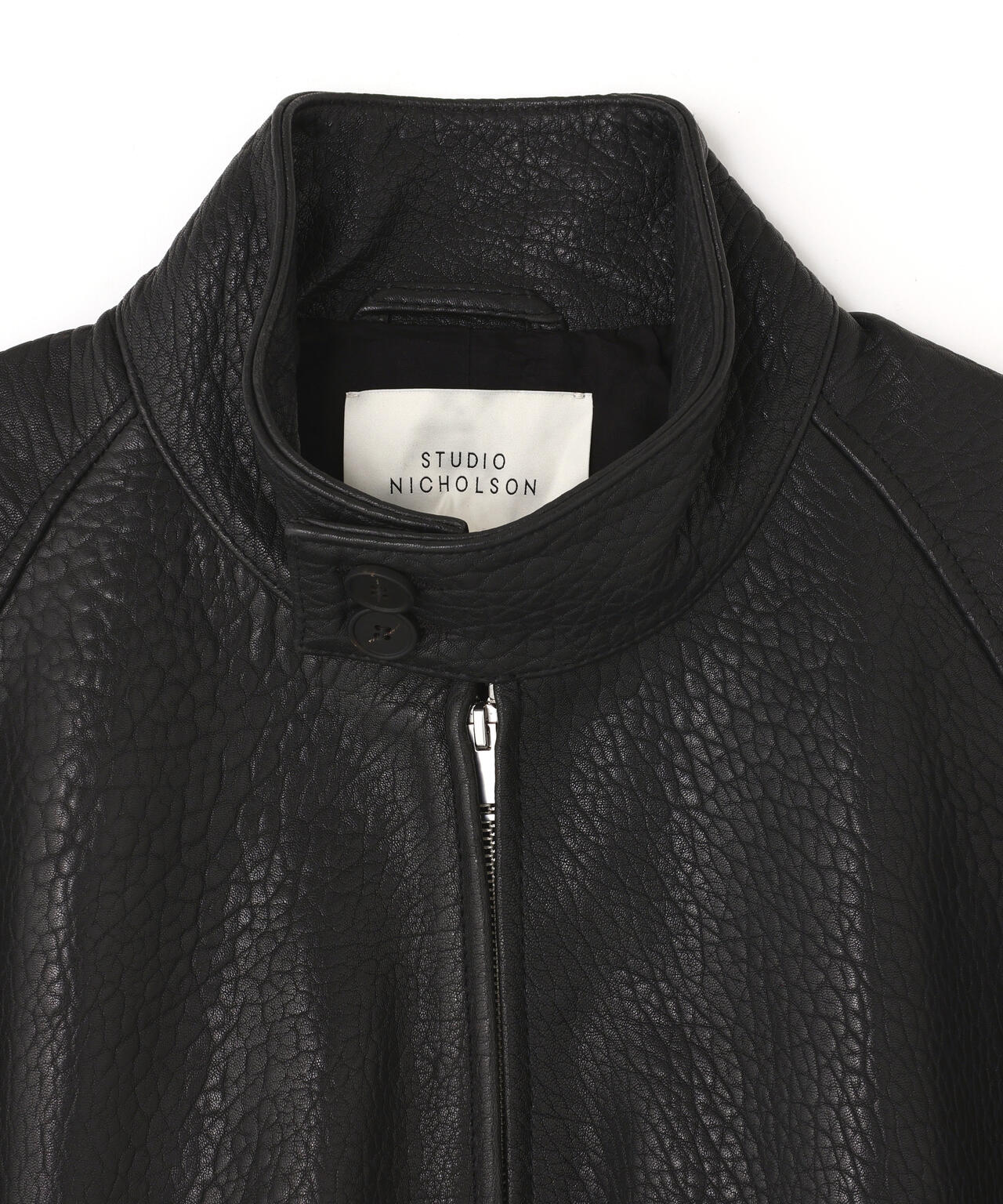 STUDIO NICHOLSON / TEXTURED LEATHER HARRINGTON JACKET