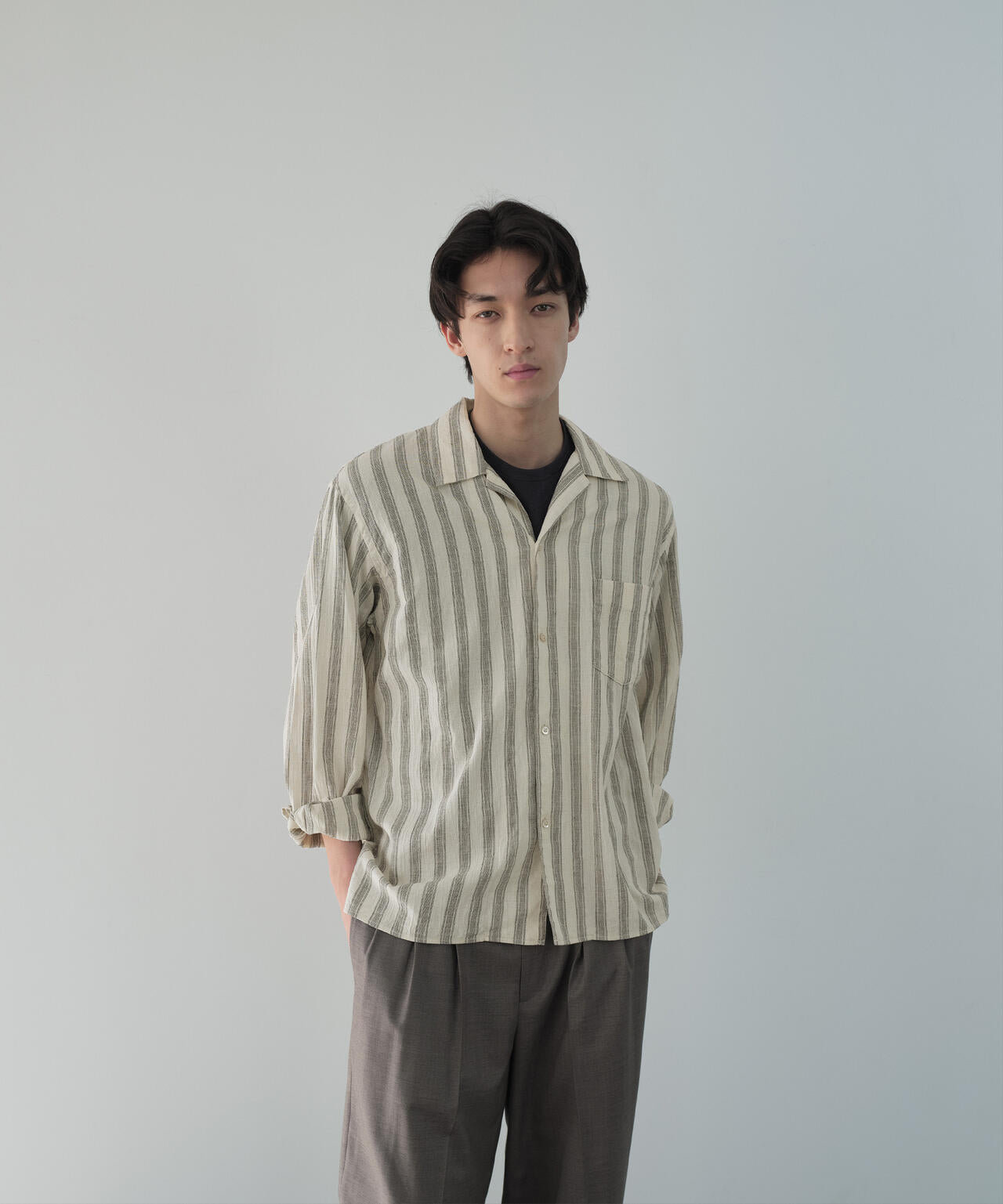 [別注]blurhms / COTTON LINEN OPEN-COLLAR SHIRT LONG SLEEVE