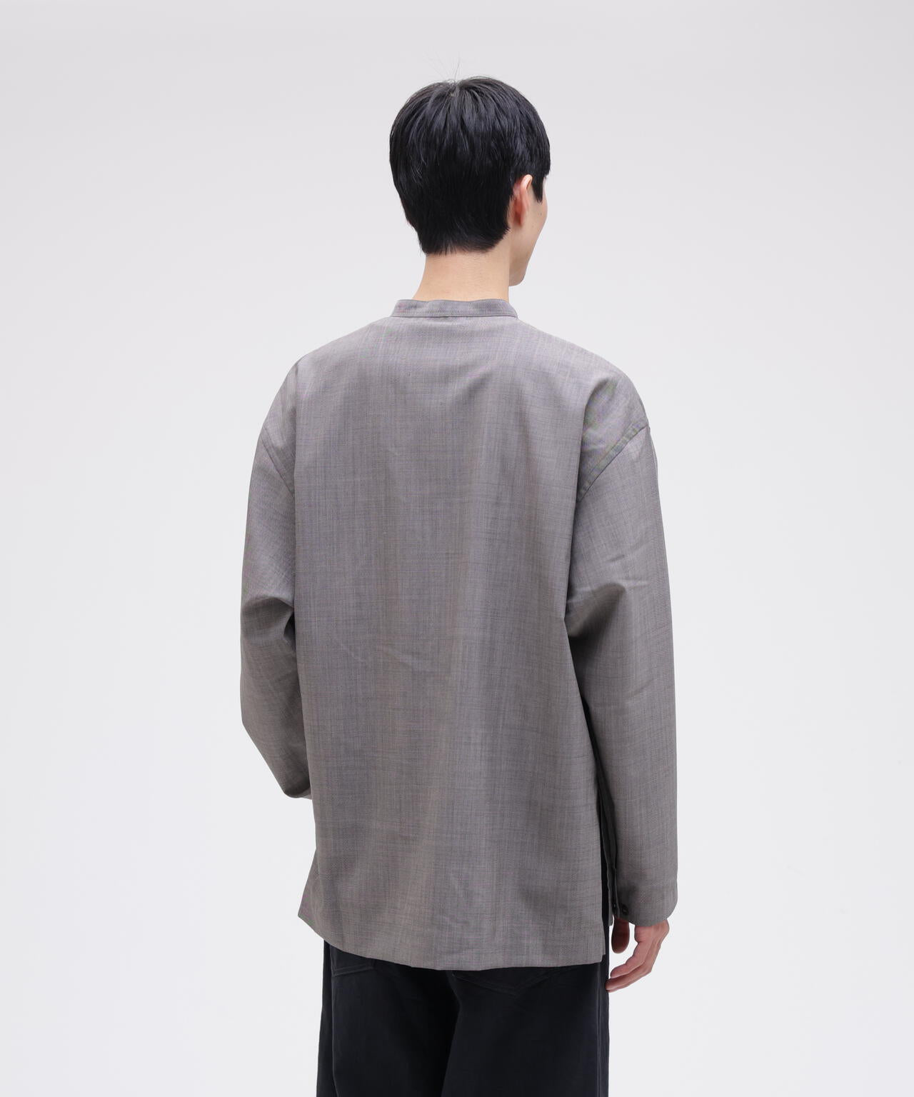 STUDIO NICHOLSON / TROPICAL WOOL GRANDAD COLLAR SHIRT
