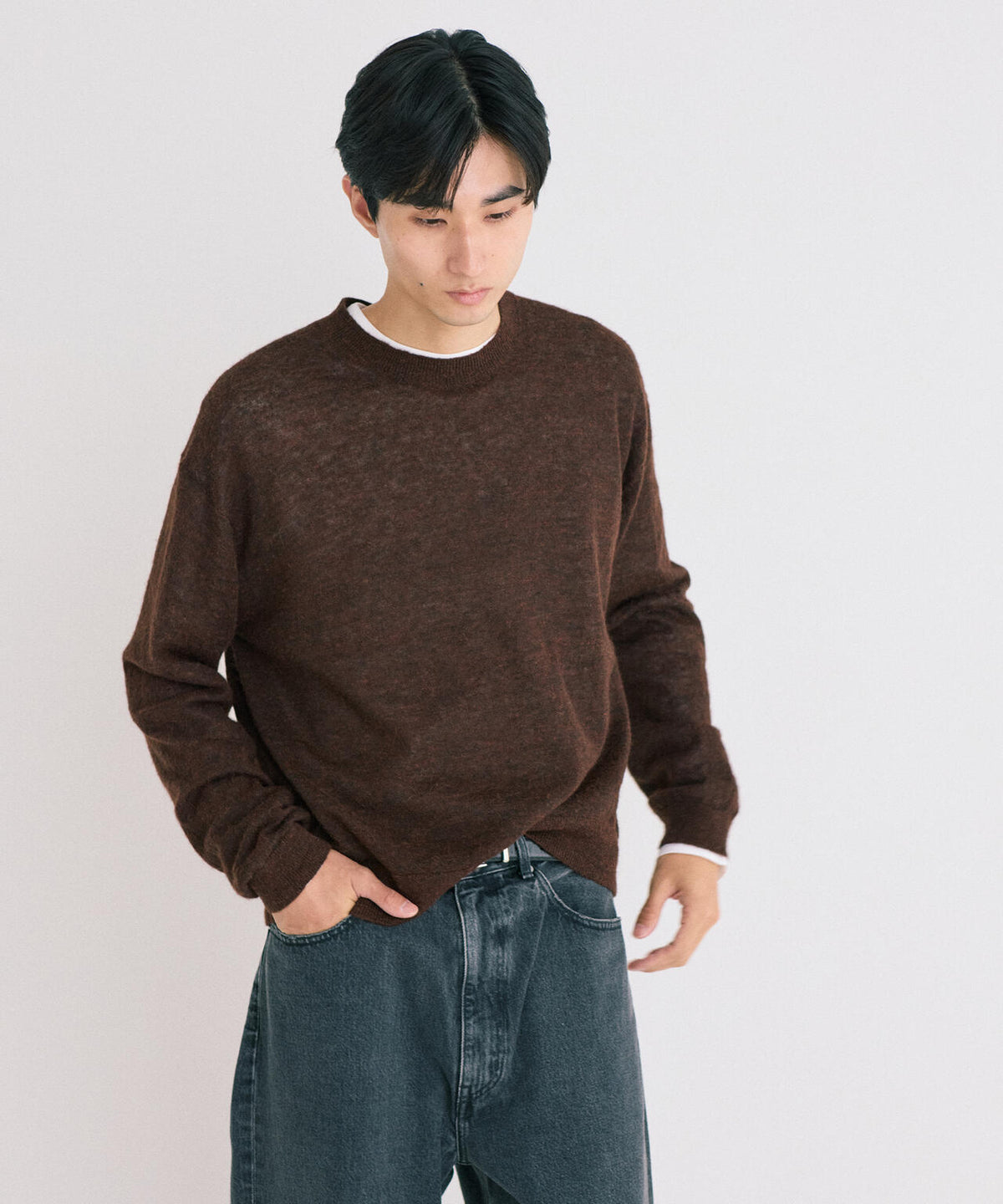 STUDIO NICHOLSON / FINE ALPACA 12GG SLIM FIT CREW NECK