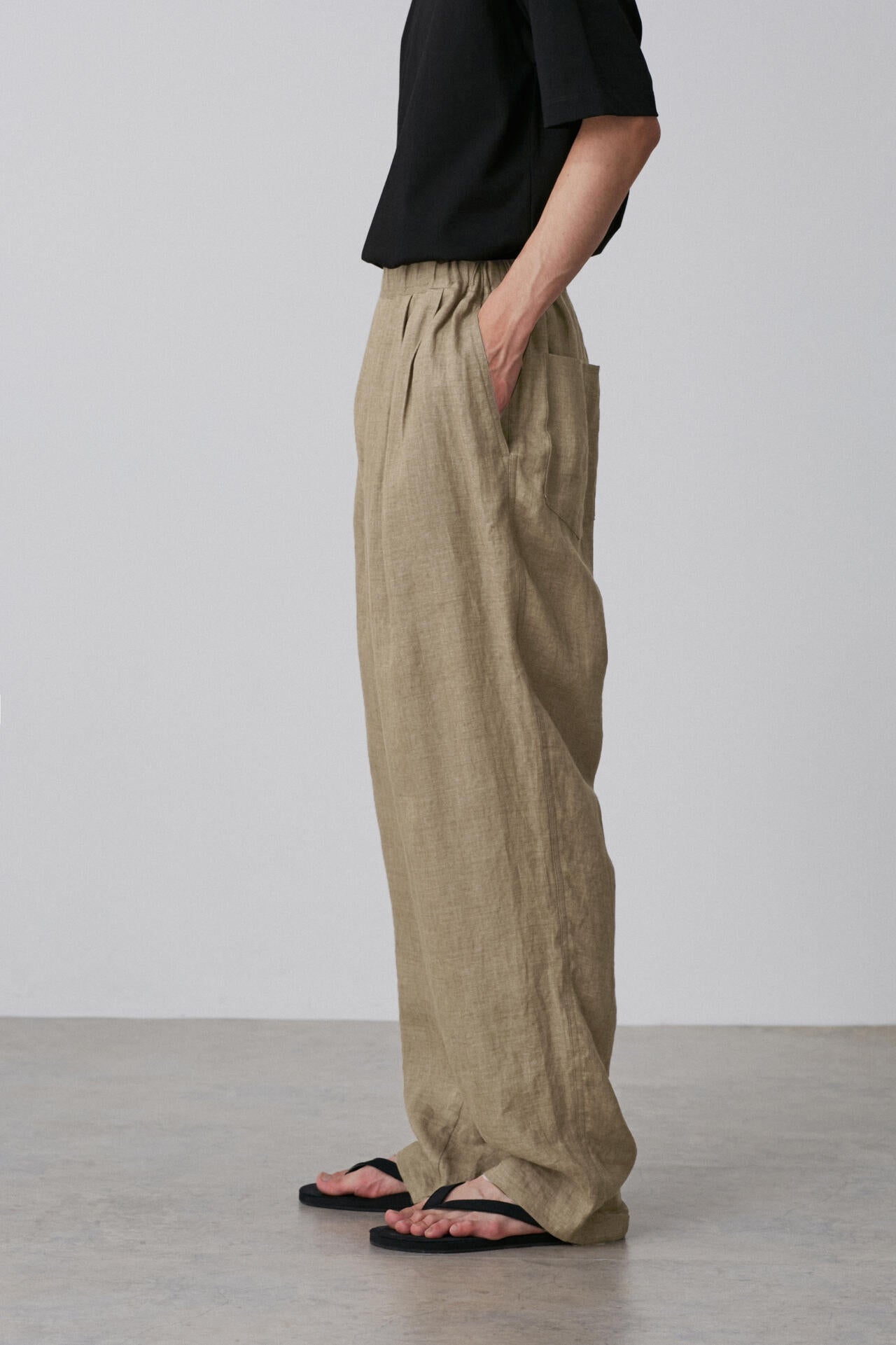YLEVE / LINEN POPLIN TROUSERS