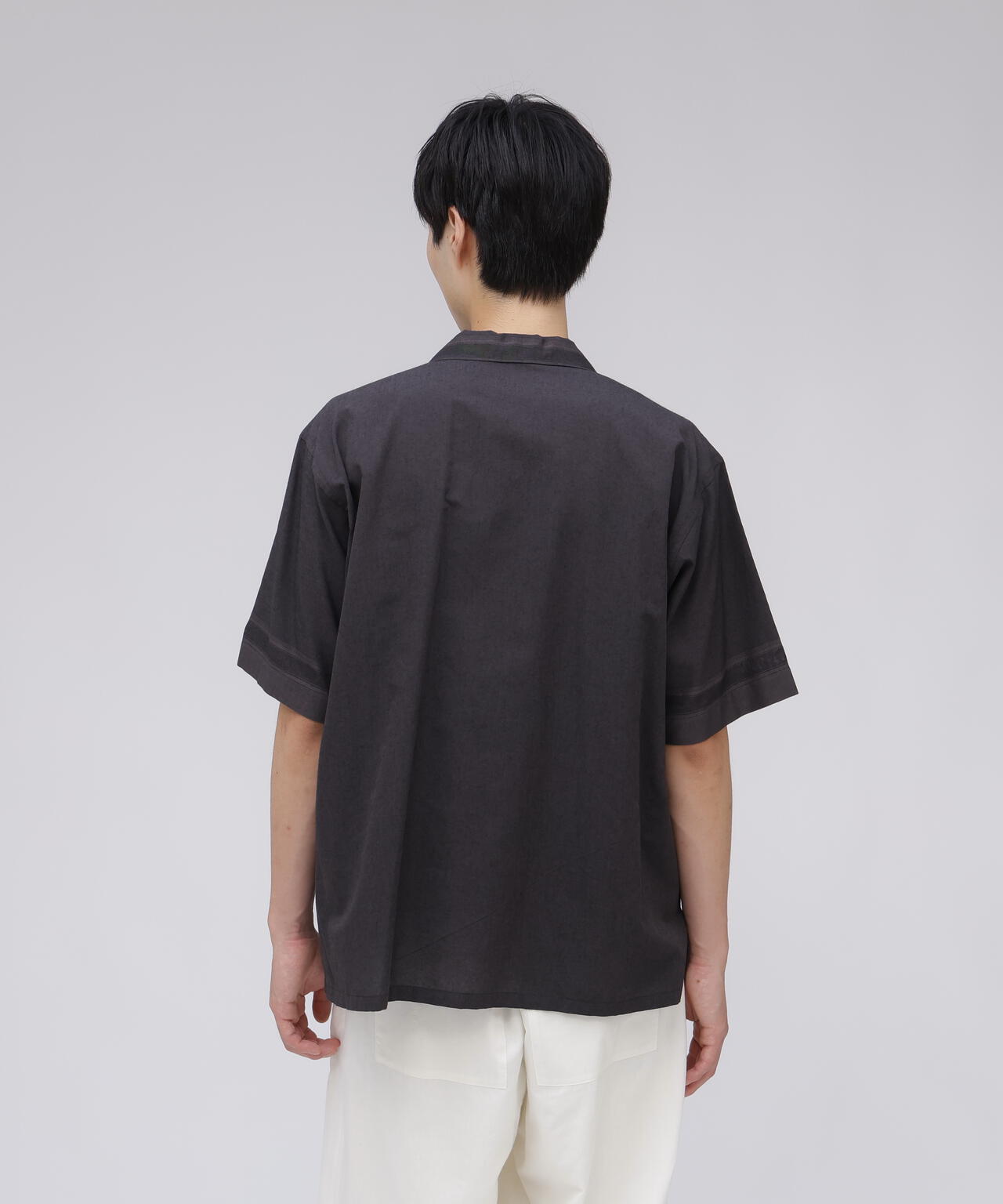 YLEVE / DOBBY STRIPE CHAMBRAY OPEN COLLAR SHIRT