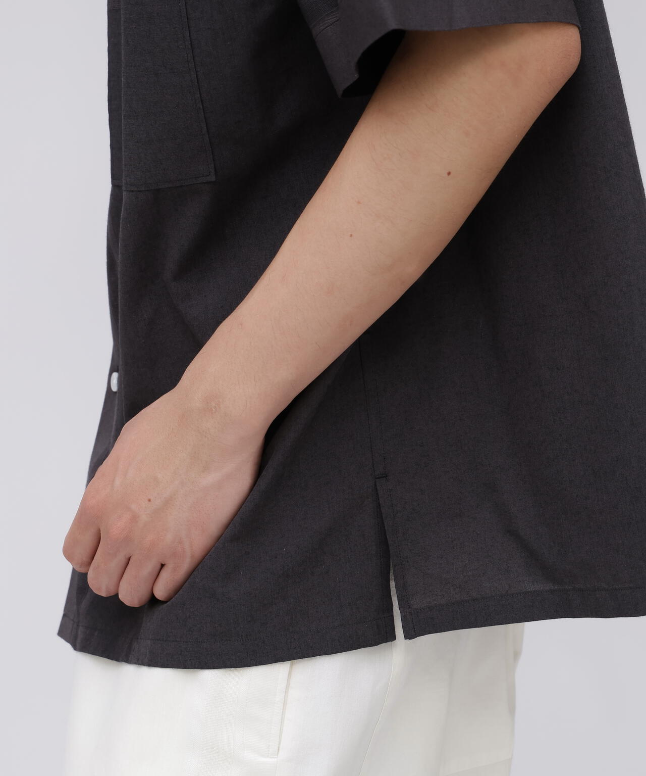 YLEVE / DOBBY STRIPE CHAMBRAY OPEN COLLAR SHIRT