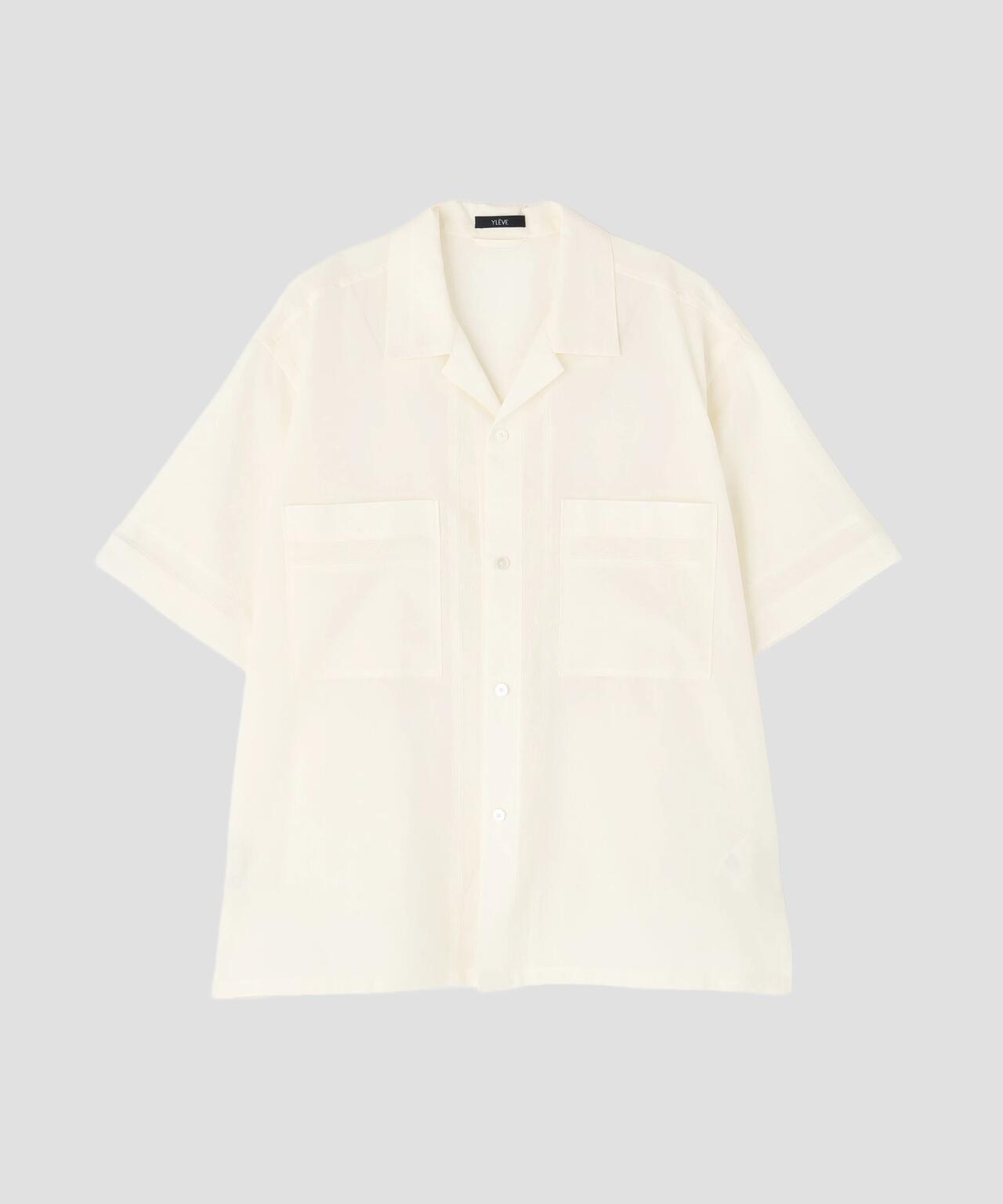 YLEVE / DOBBY STRIPE CHAMBRAY OPEN COLLAR SHIRT
