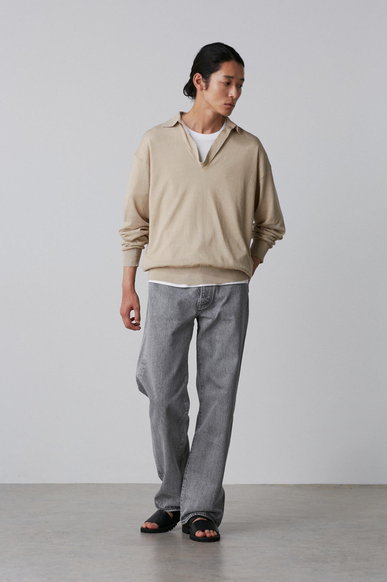 YLEVE / LINEN COTTON SKIPPER KNIT PULL OVER