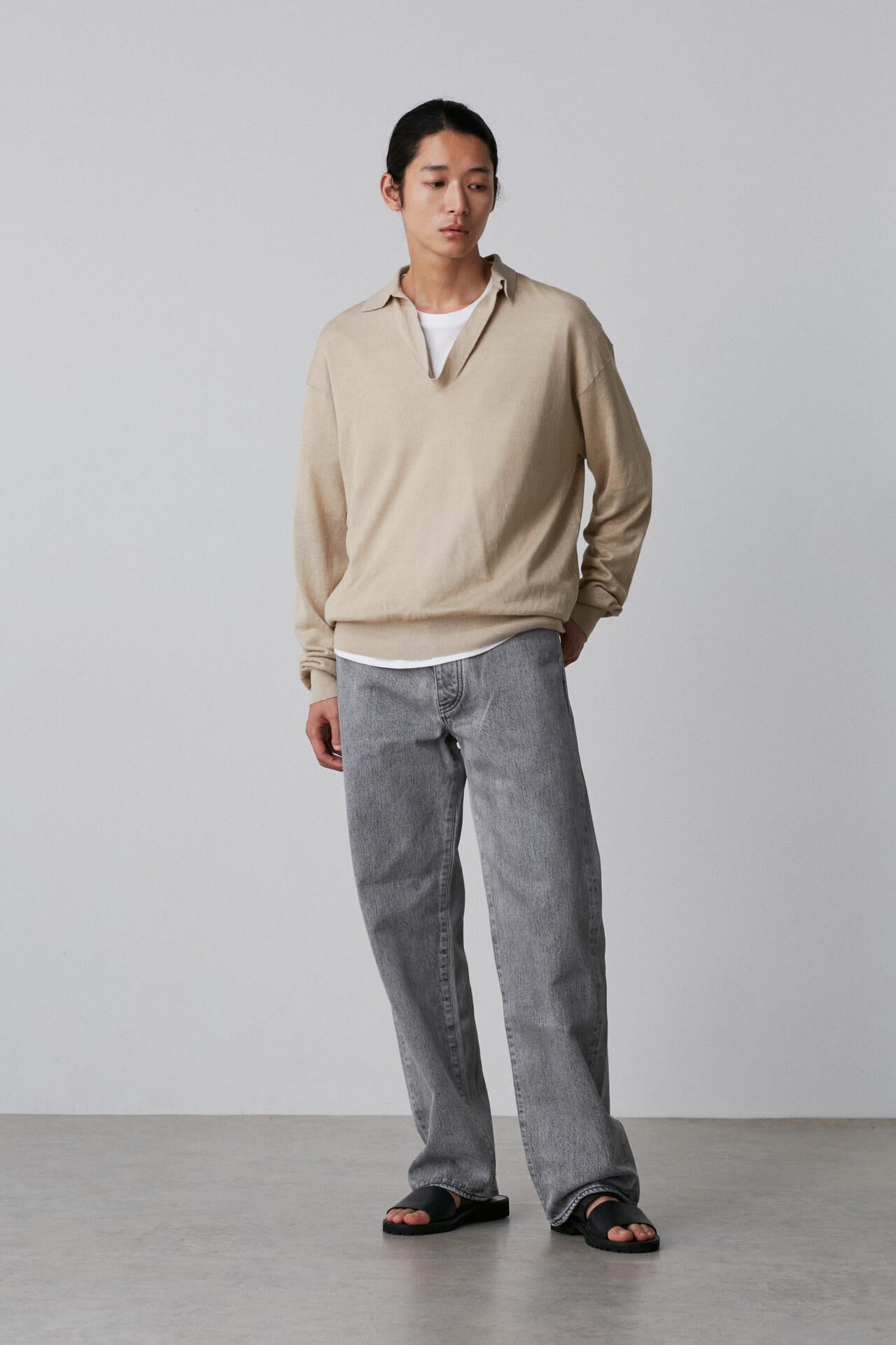 YLEVE / LINEN COTTON SKIPPER KNIT PULL OVER