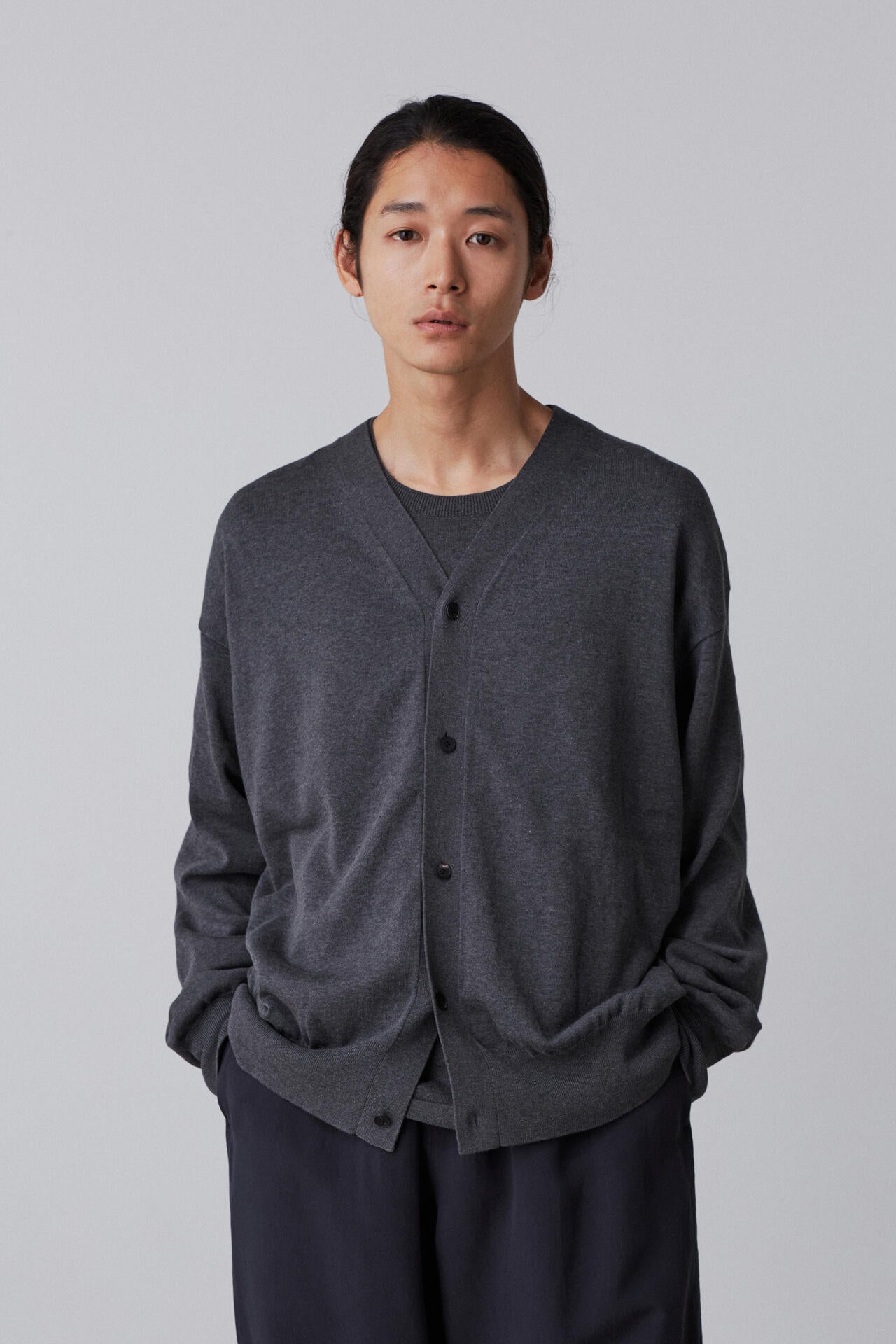 YLEVE / GAS SINGEING COTTON KNIT CARDIGAN