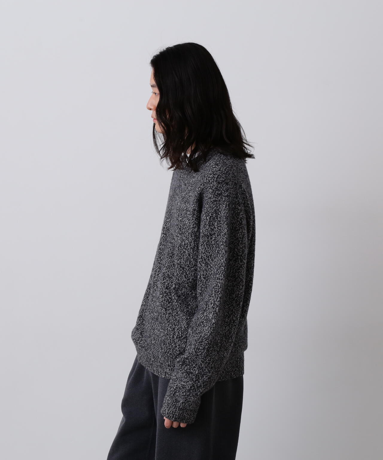 YLEVE / WOOL CASHMERE MELANGE KNIT V NECK PULL OVER