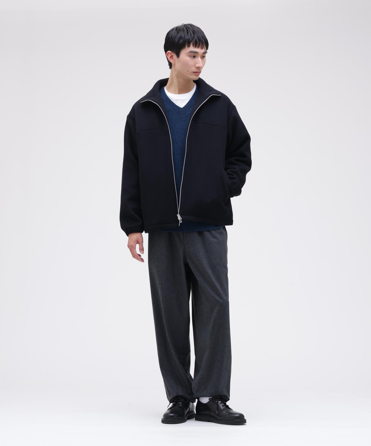 YLEVE / WOOL CASHMERE MELANGE KNIT V NECK PULL OVER
