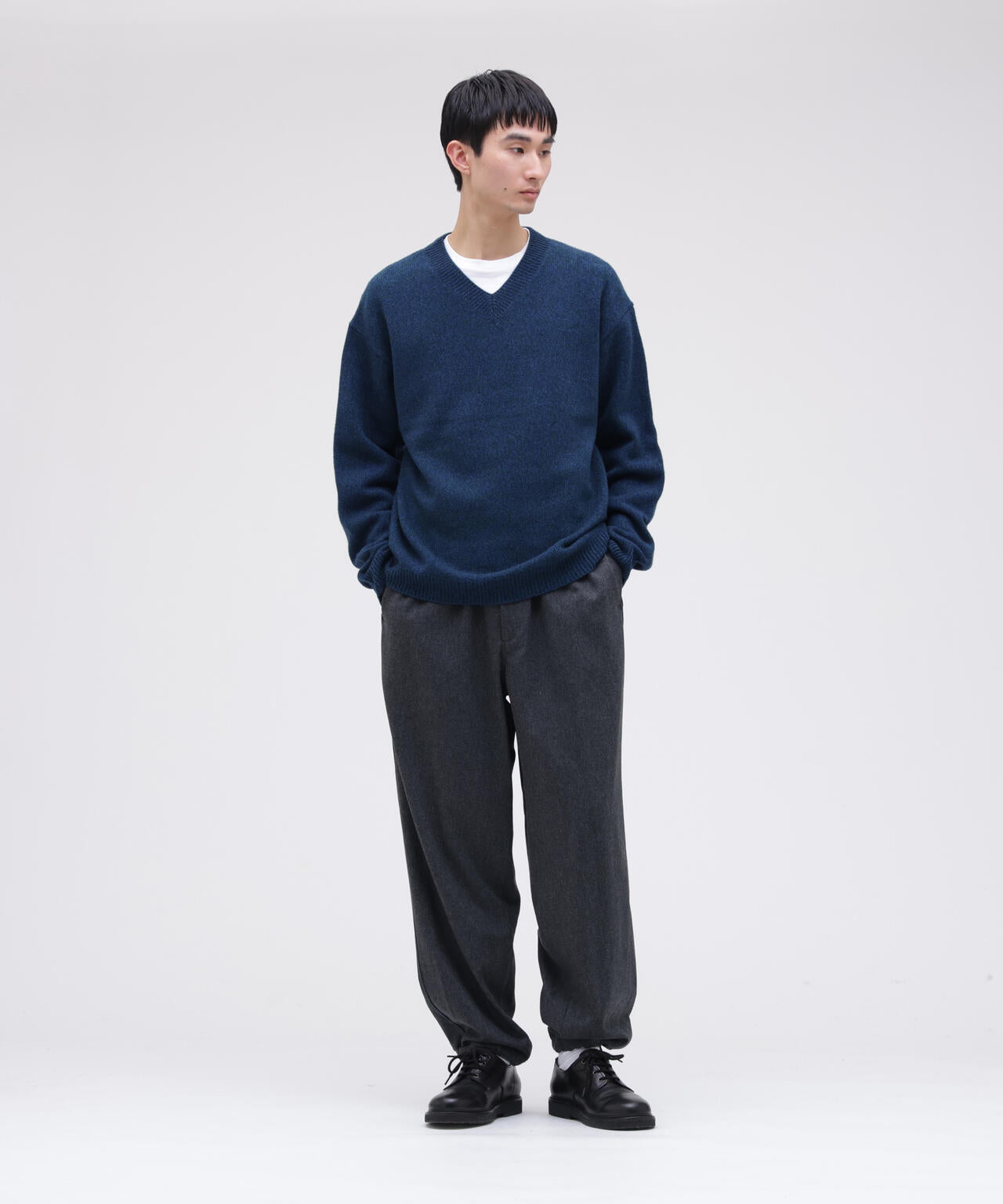 YLEVE / WOOL CASHMERE MELANGE KNIT V NECK PULL OVER