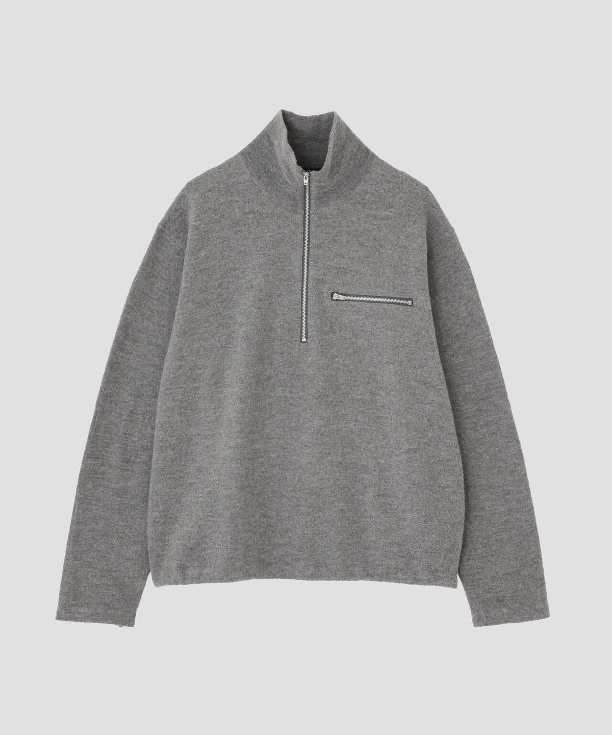 YLEVE / ULTRAFINE MERINO MILLED WOOL KNIT HALF ZIP PULL OVER