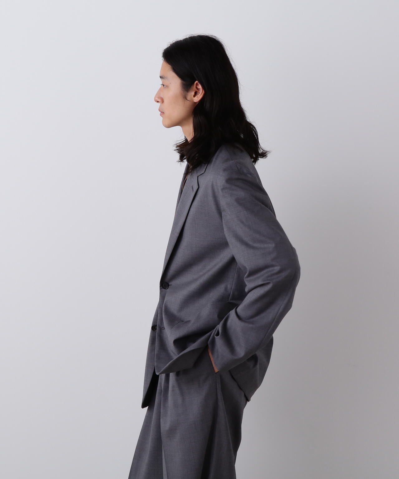 YLEVE / SUPER120'S CHAMBRAY WOOL JACKET