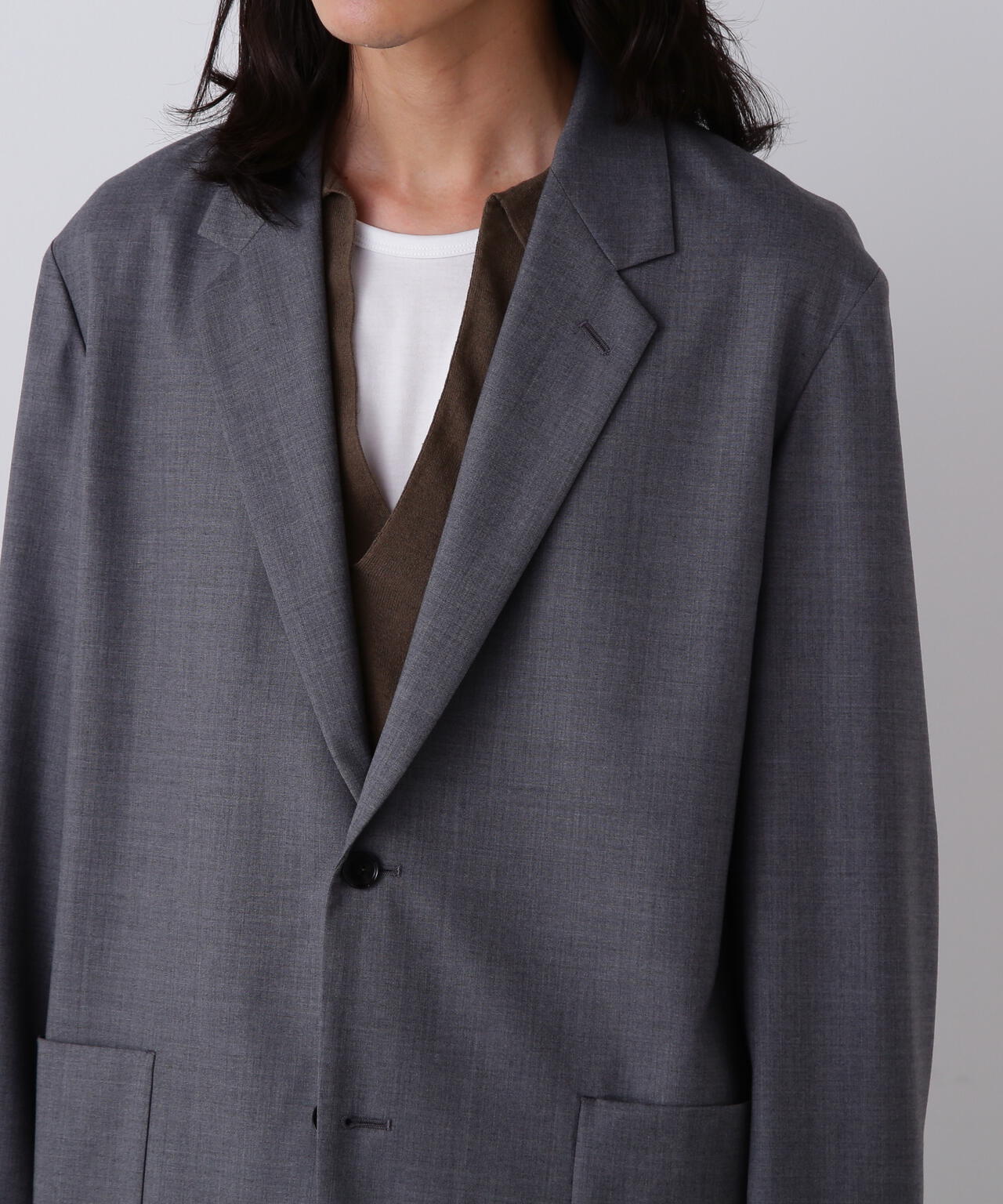 YLEVE / SUPER120'S CHAMBRAY WOOL JACKET