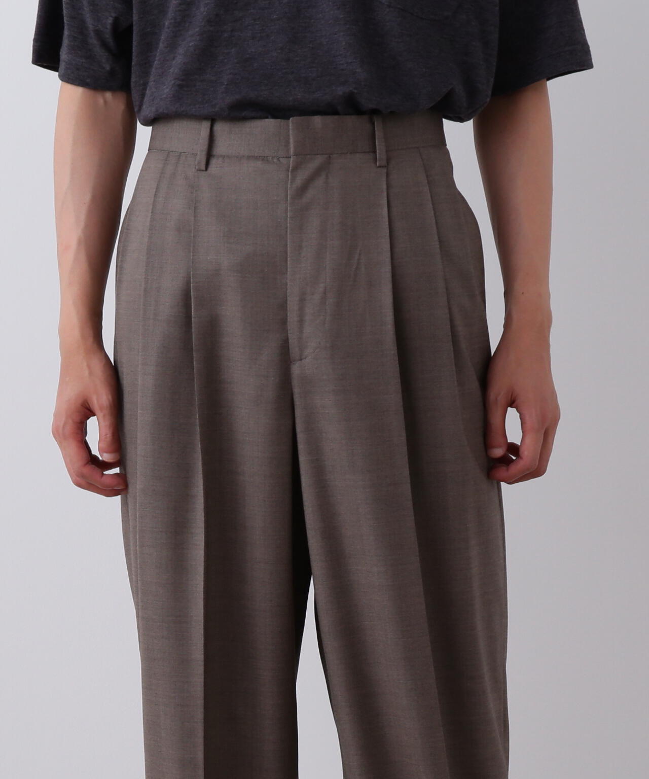 YLEVE / SUPER120'S CHAMBRAY WOOL 3TACK TROUSERS