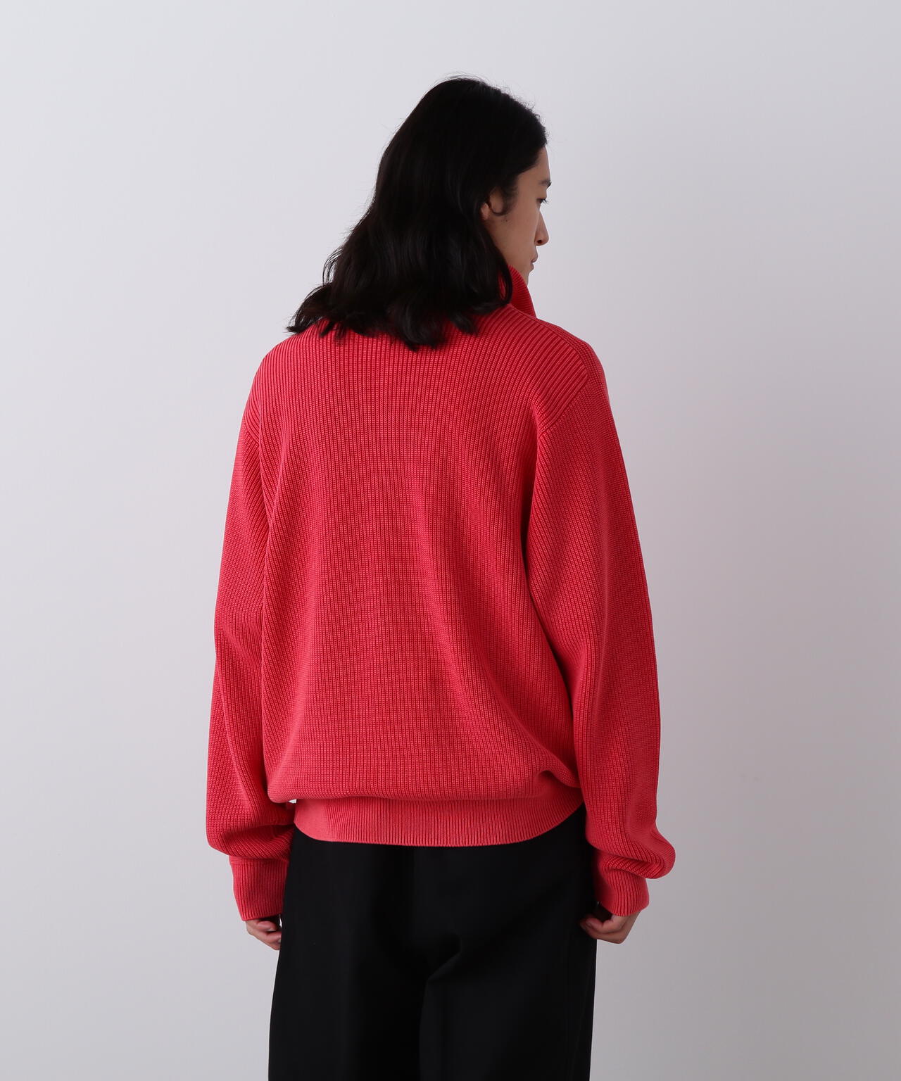 YLEVE / FADED STONEWASH KNIT ZIP PULLOVER