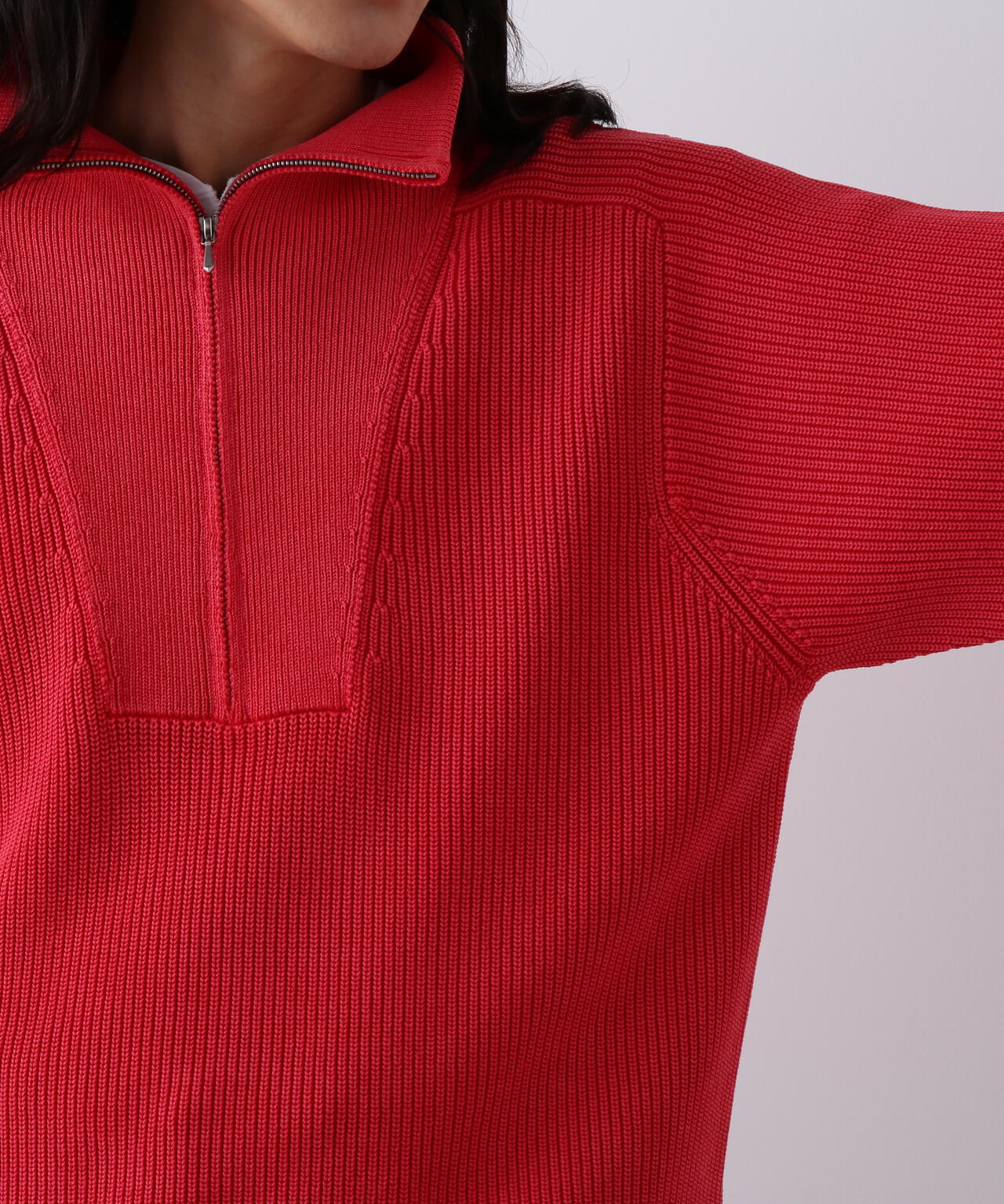 YLEVE / FADED STONEWASH KNIT ZIP PULLOVER