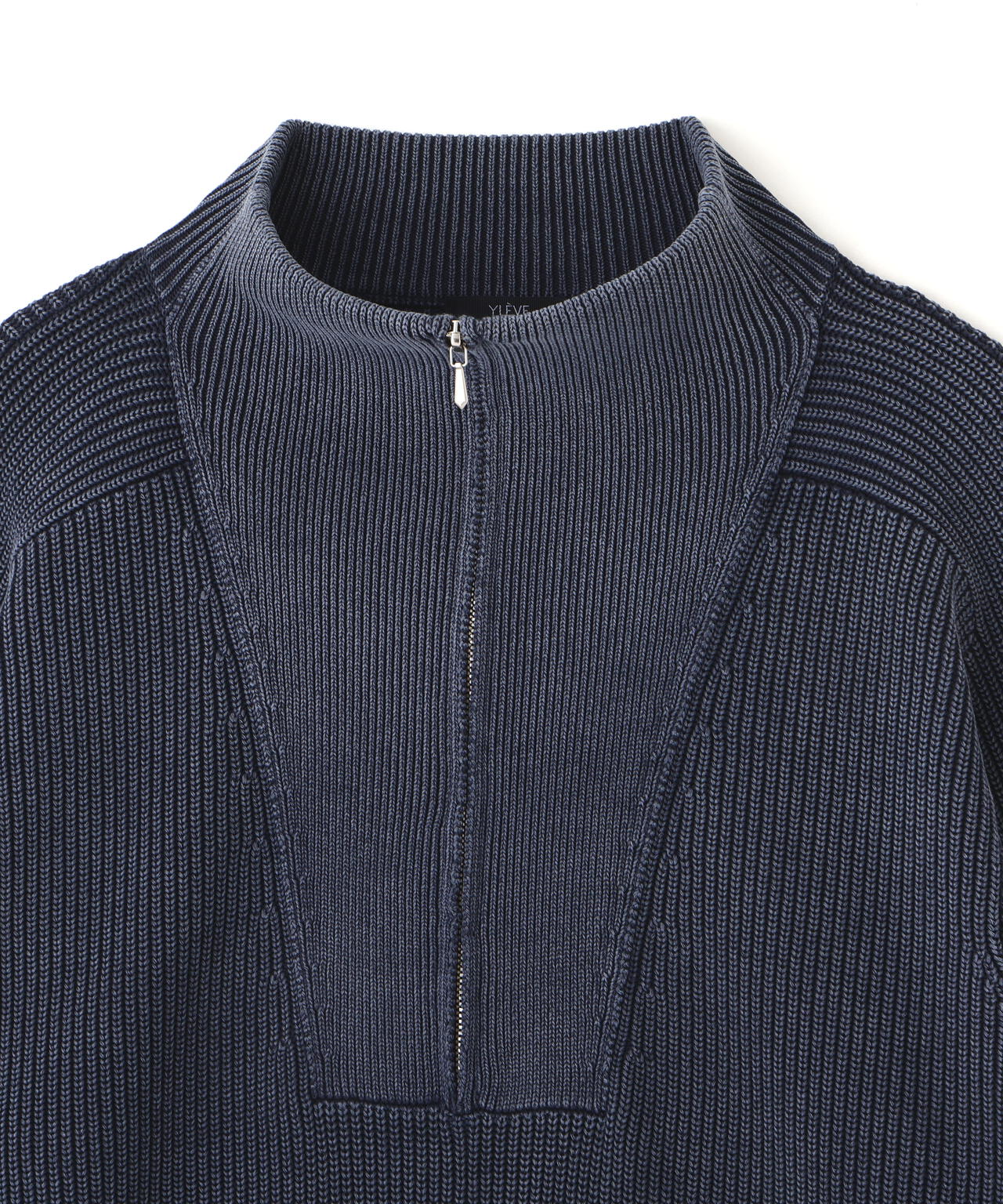 YLEVE / FADED STONEWASH KNIT ZIP PULLOVER
