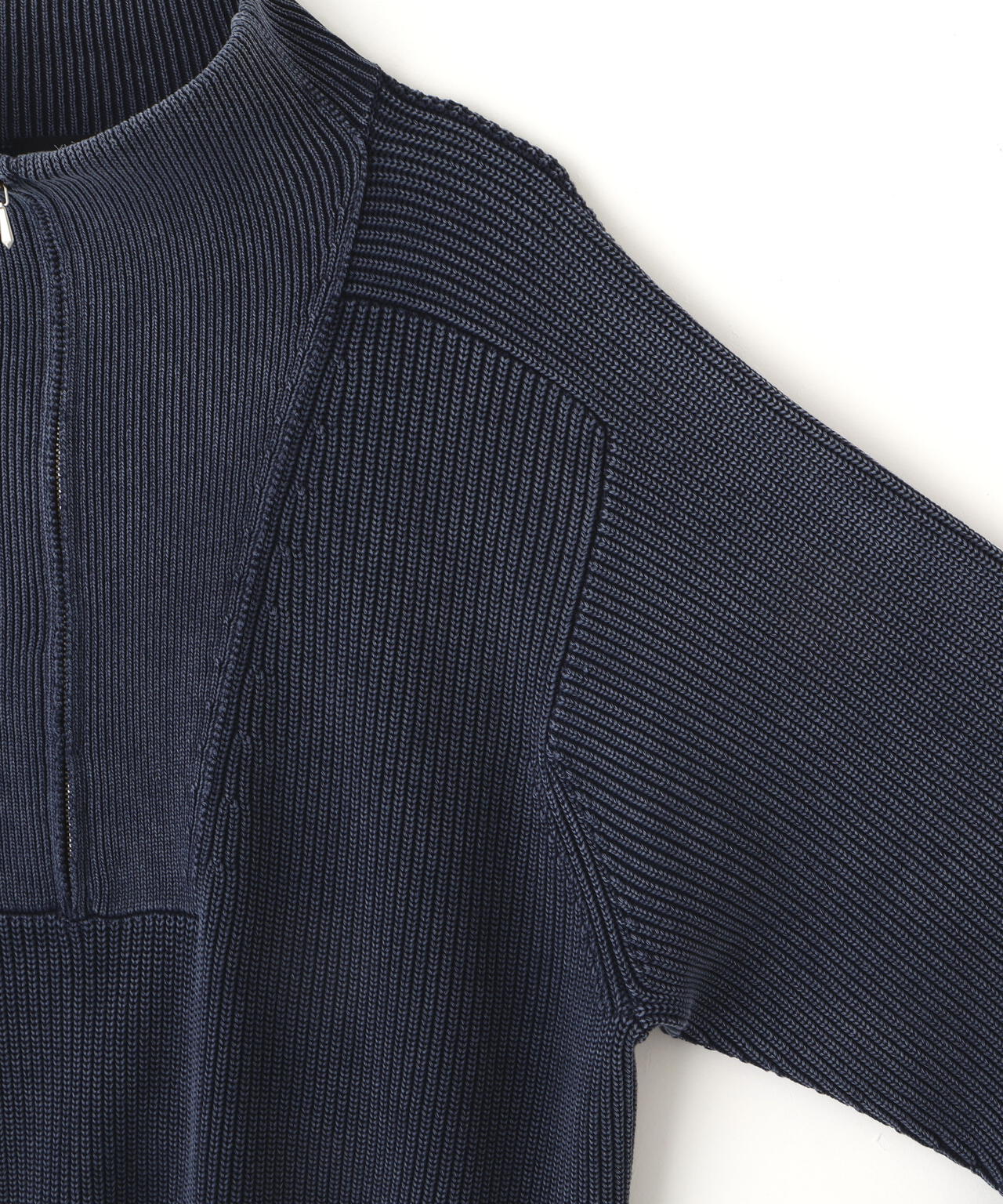 YLEVE / FADED STONEWASH KNIT ZIP PULLOVER
