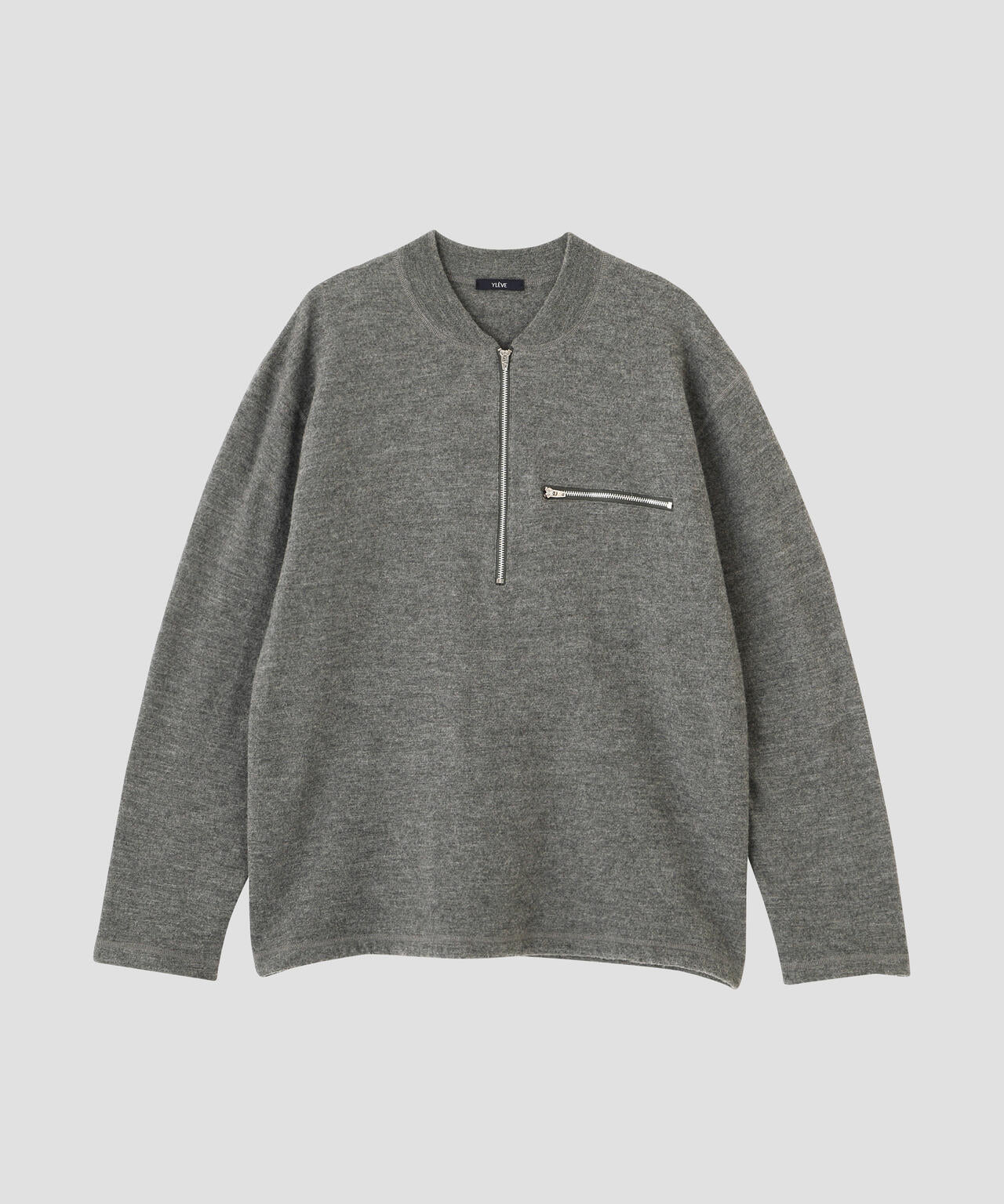 YLEVE / ULTRAFINE MERINO MILLED WOOL KNIT HALF-ZIP PULLOVER