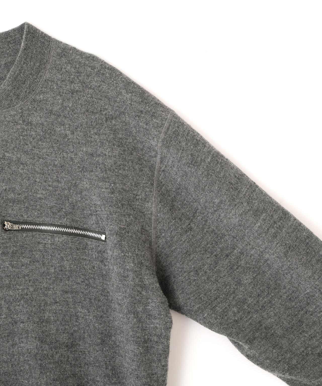 YLEVE / ULTRAFINE MERINO MILLED WOOL KNIT HALF-ZIP PULLOVER