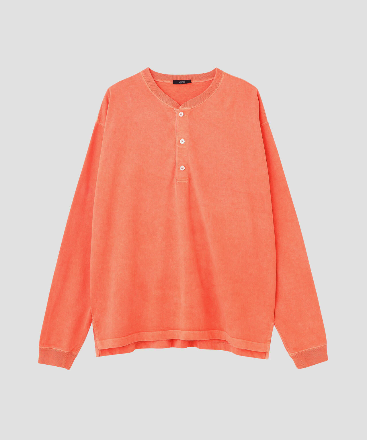 YLEVE / PIGMENT DYED COTTON HENRY NECK LONG-SLEEVE T