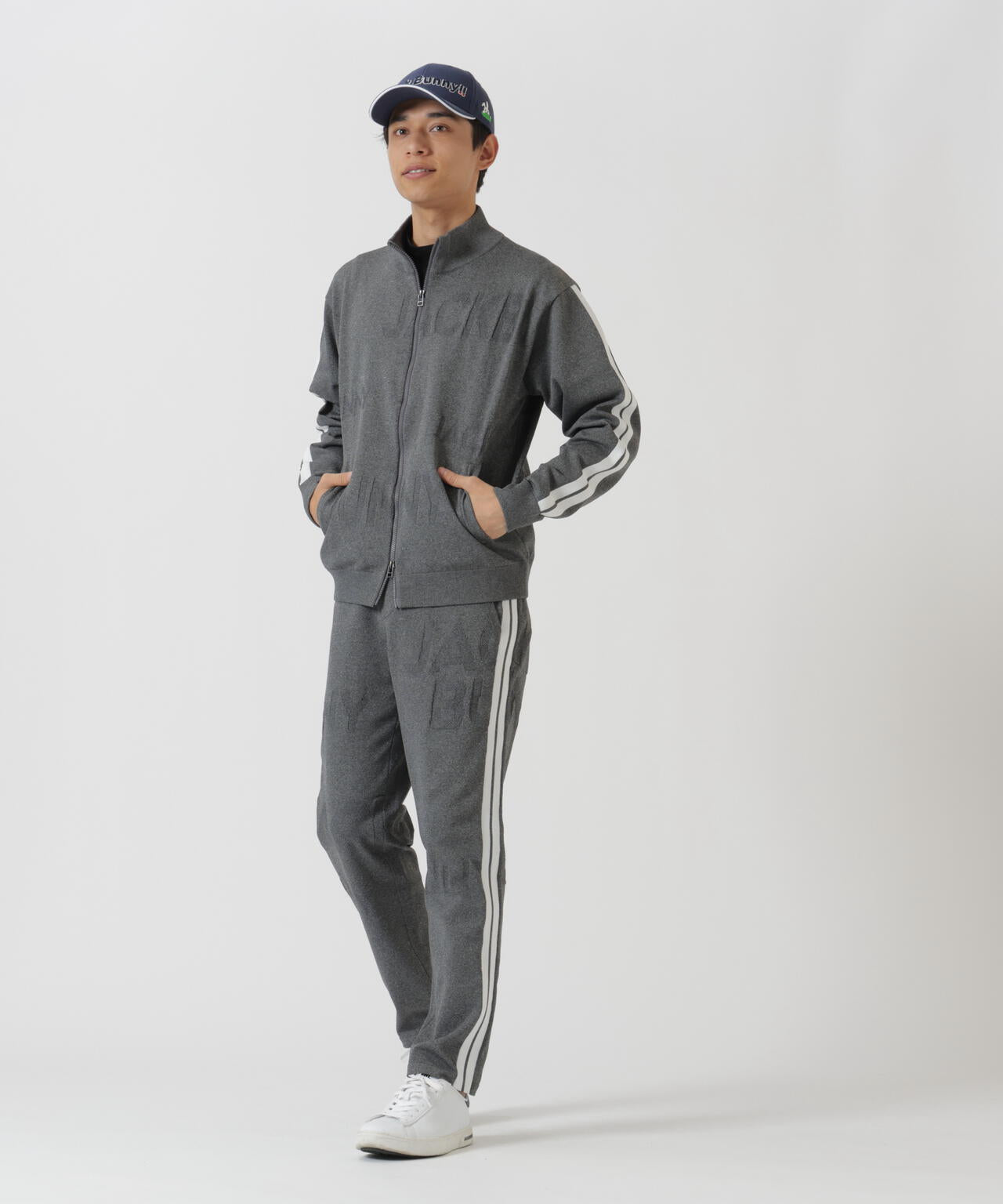 PEロゴカノコフルジップニットブルゾン