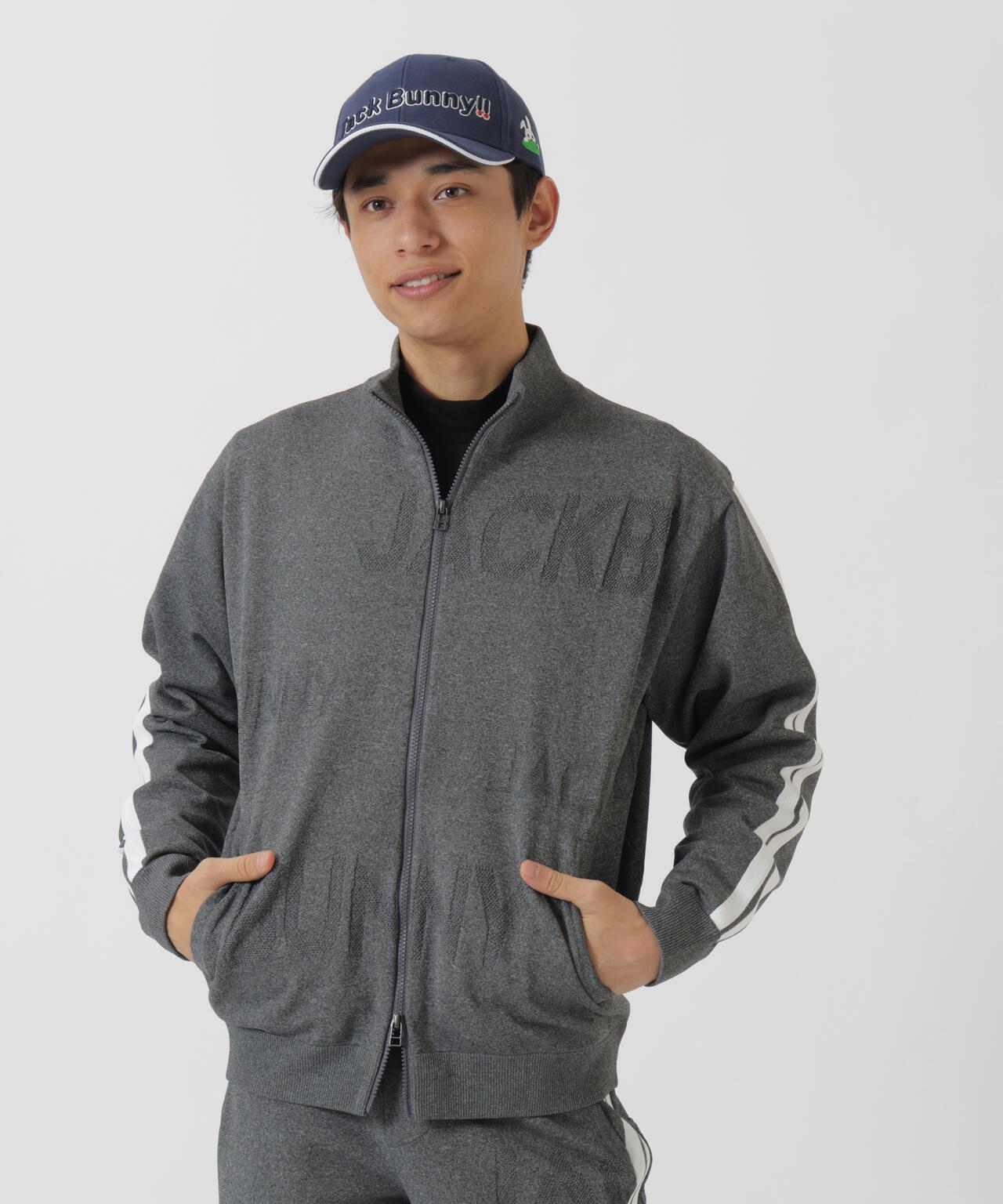 PEロゴカノコフルジップニットブルゾン