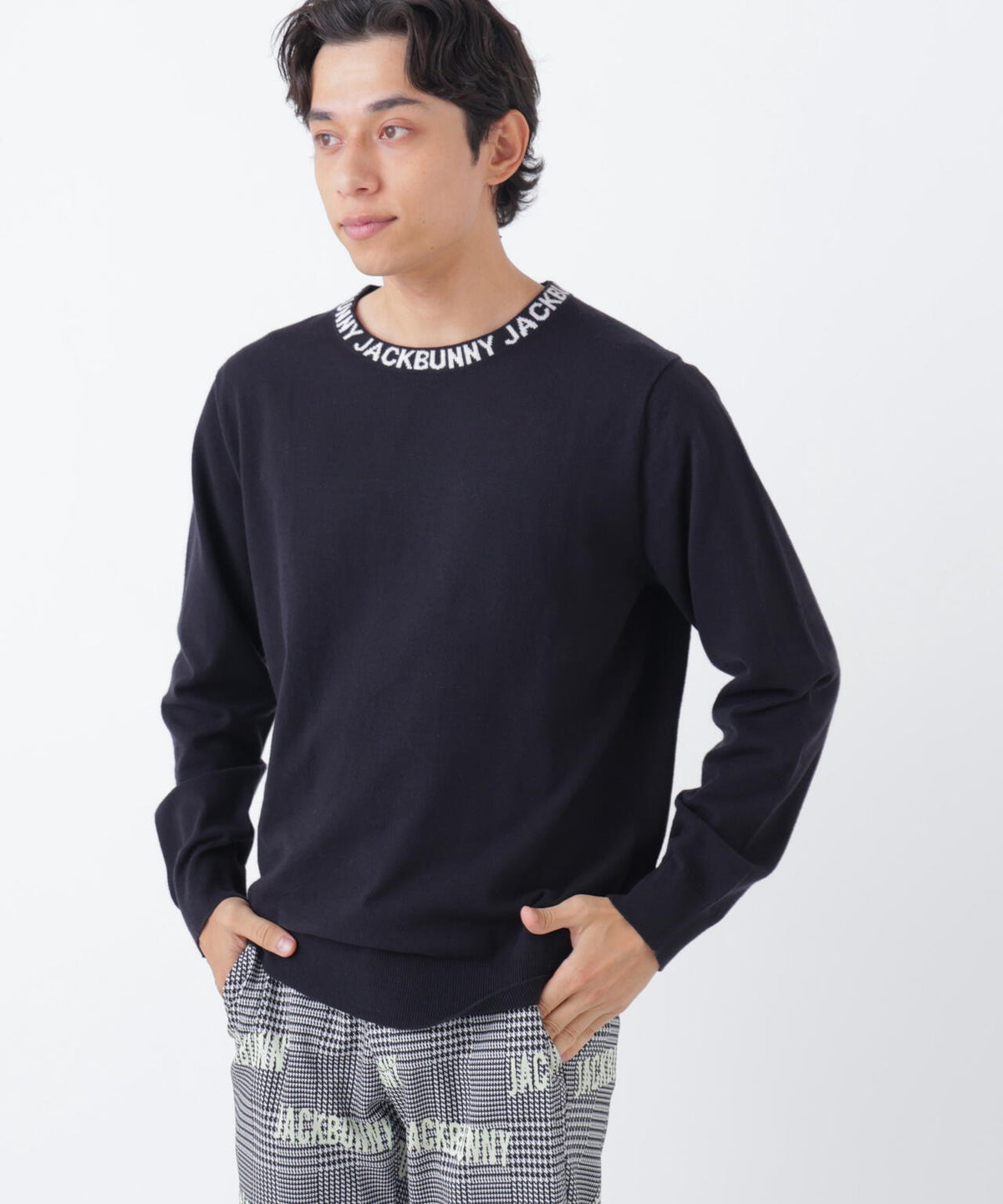 カシミヤタッチクルーネックニットプルオーバー (MENS)