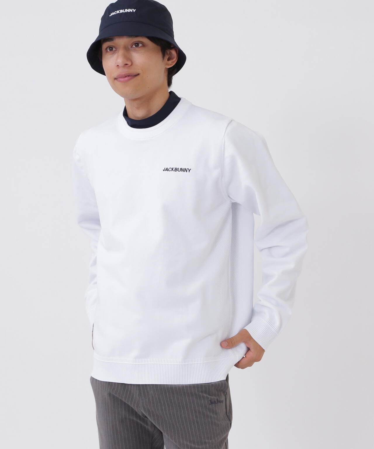 イージーケアファンクション切り替えクルーネックニットプルオーバー (MENS)